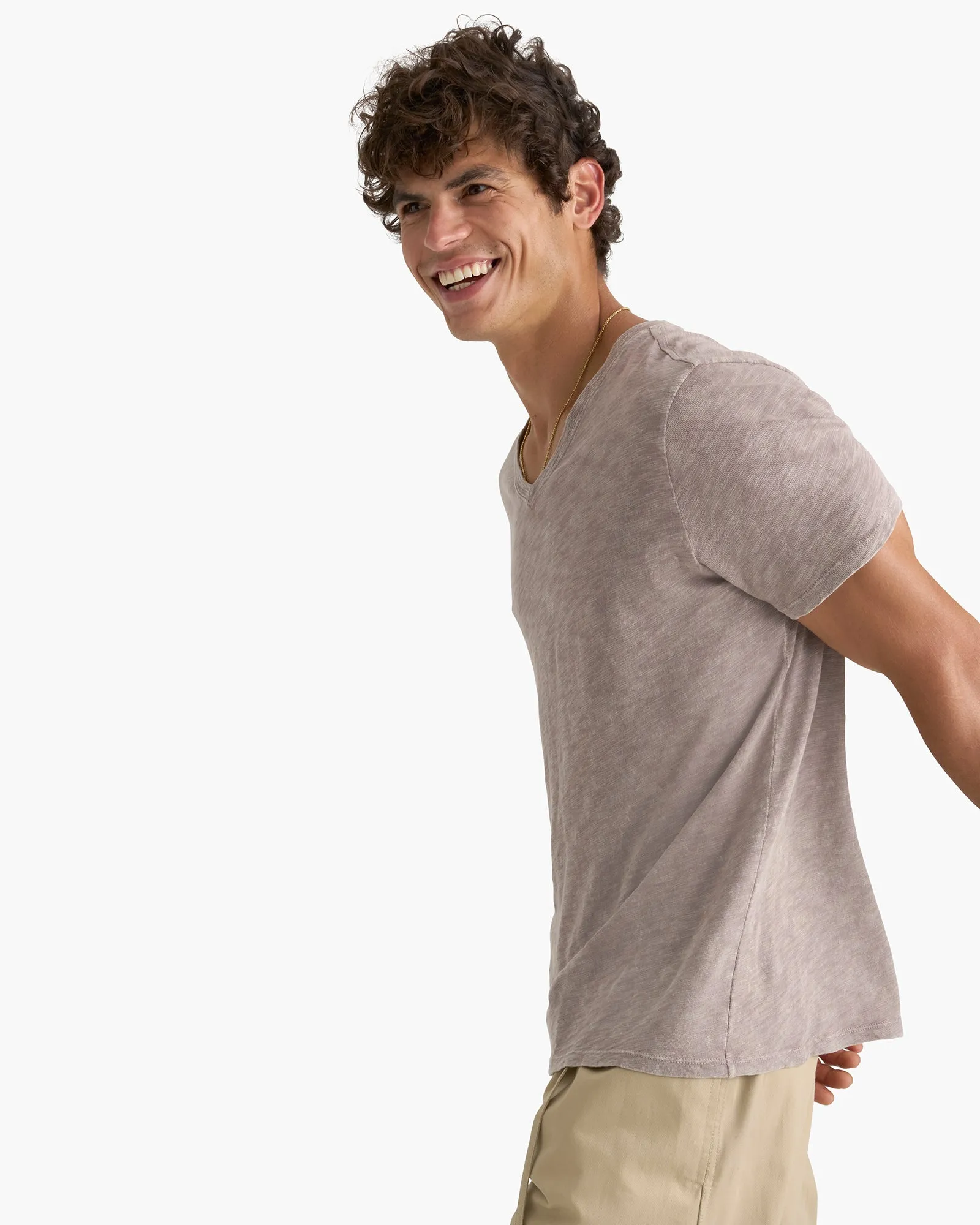 Slub Jersey Chroma Wash V-Neck Tee - Faded Mocha sold by ATM product image thumbnail 3