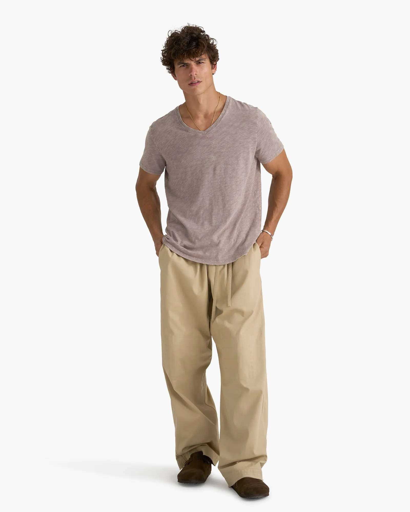 Slub Jersey Chroma Wash V-Neck Tee - Faded Mocha sold by ATM product image thumbnail 2