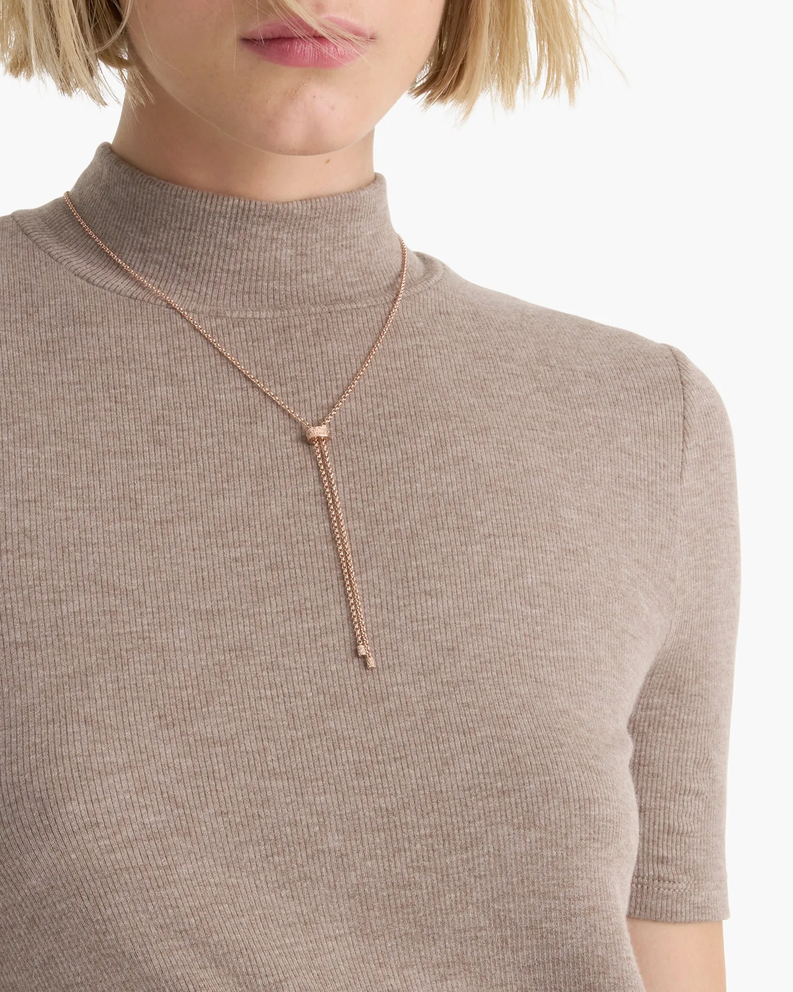 Modal Rib Short Sleeve Mock Neck Tee - Faded Mocha sold by ATM product image thumbnail 4