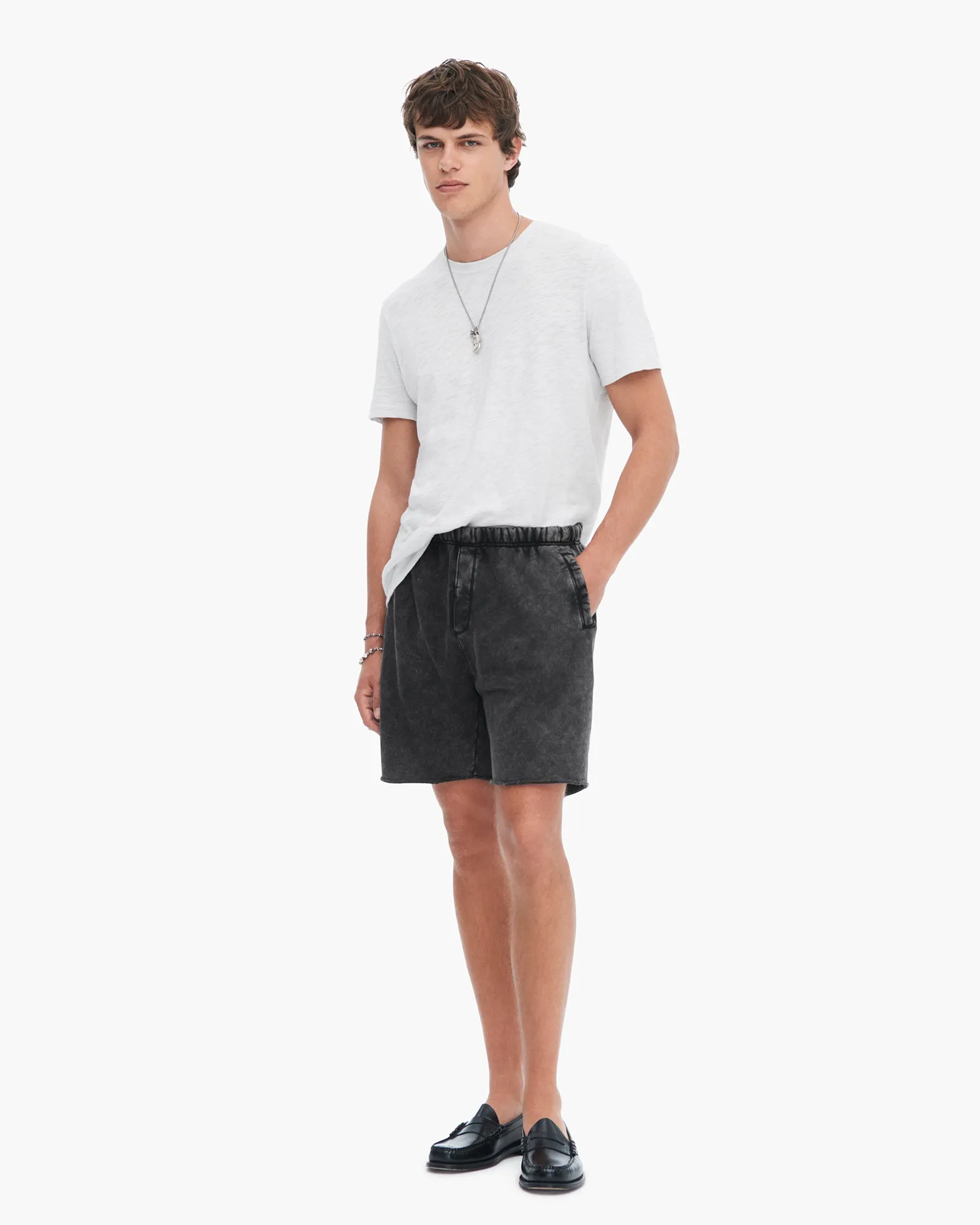 French Terry with Pigment Wash Cut Off Shorts - Black sold by ATM
