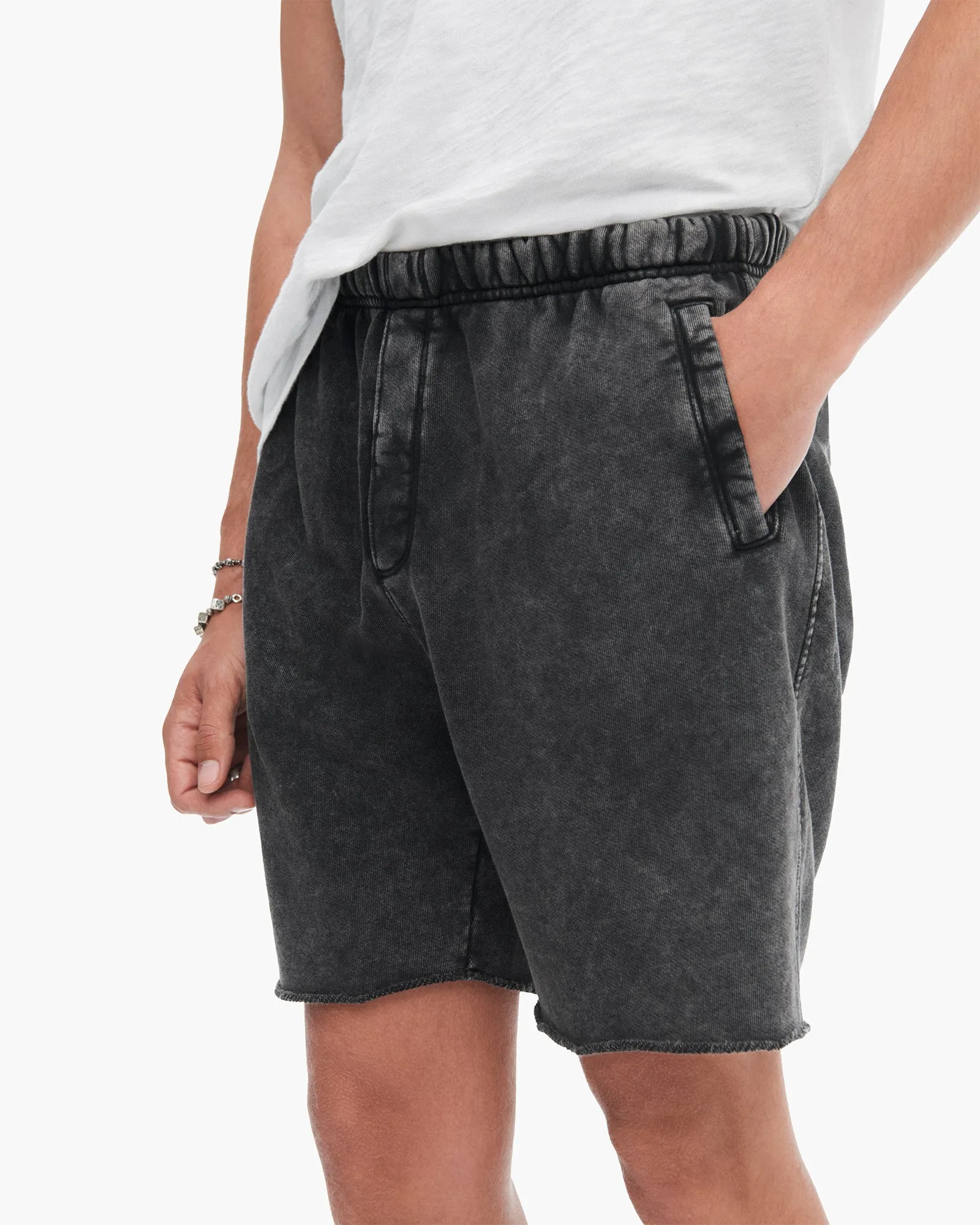 French Terry with Pigment Wash Cut Off Shorts - Black sold by ATM product image thumbnail 2