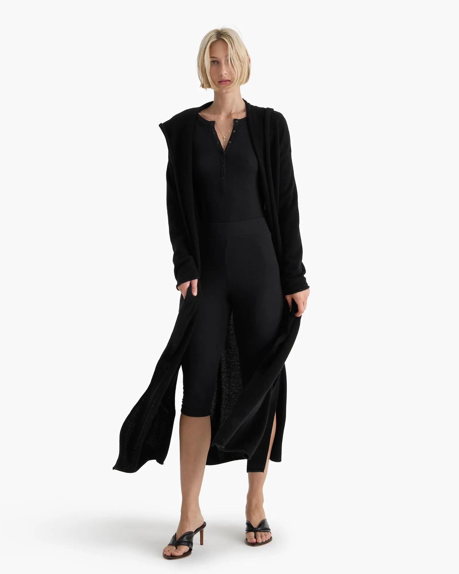 Cashmere Hooded Bathrobe - Black sold by ATM product image thumbnail 2