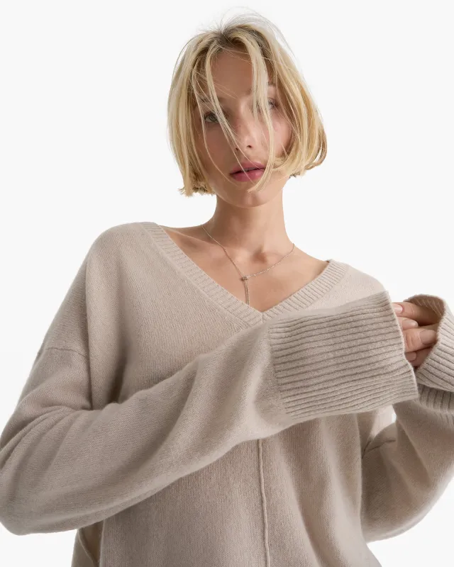Cashmere V-Neck Sweater - French Oak sold by ATM
