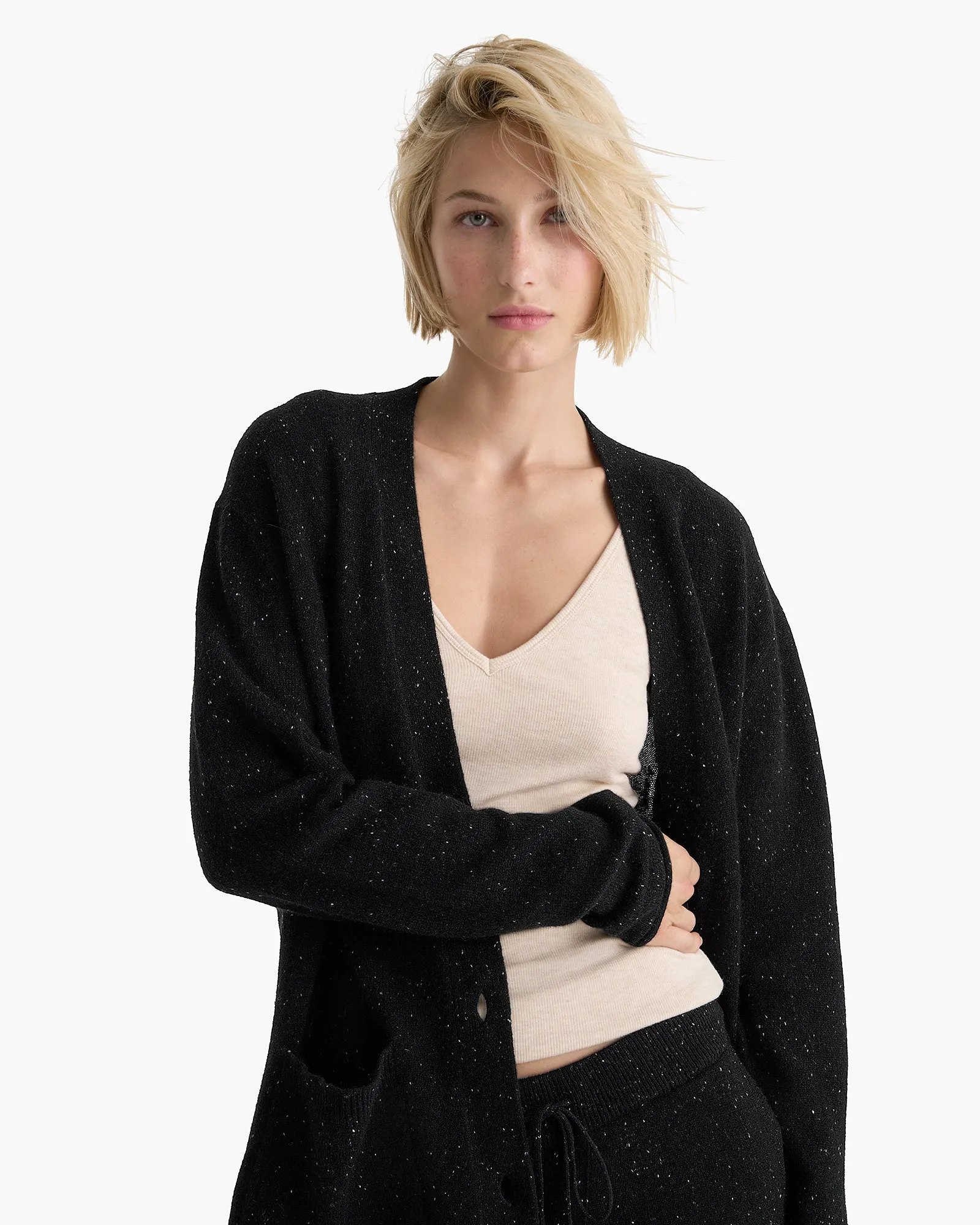 Donegal Cashmere Grandpa Cardigan - Black sold by ATM