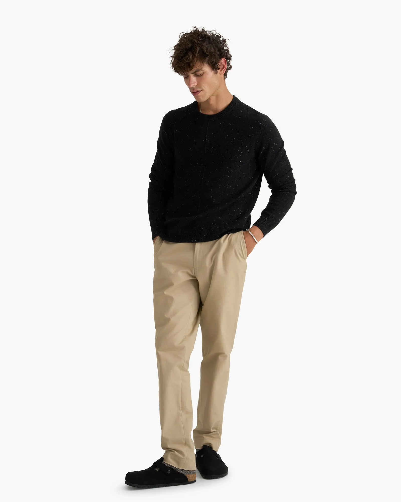 Donegal Cashmere Seamed Crew Neck Sweater - Black sold by ATM Anthony Thomas Melillo