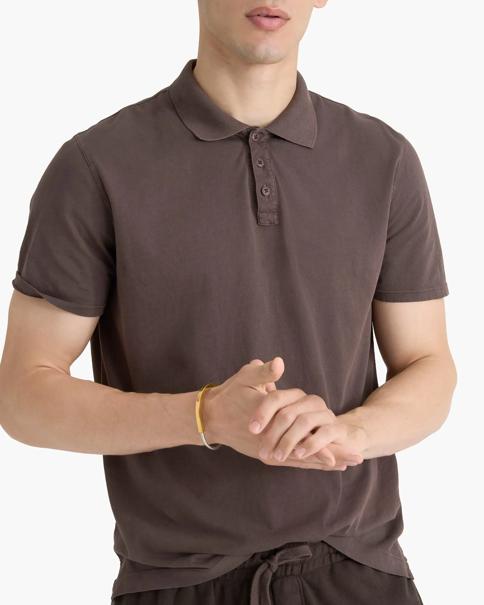 Classic Jersey Sun Bleach Wash Short Sleeve Polo - Chocolate Brown sold by ATM product image thumbnail 2