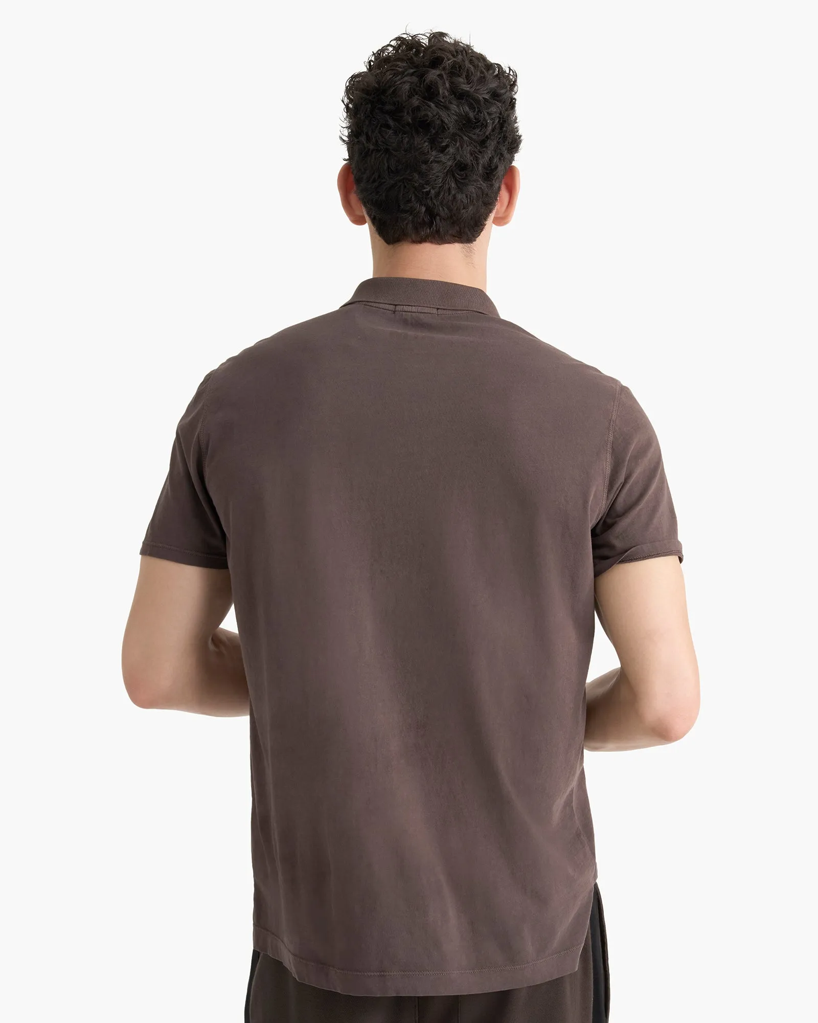 Classic Jersey Sun Bleach Wash Short Sleeve Polo - Chocolate Brown sold by ATM product image thumbnail 4