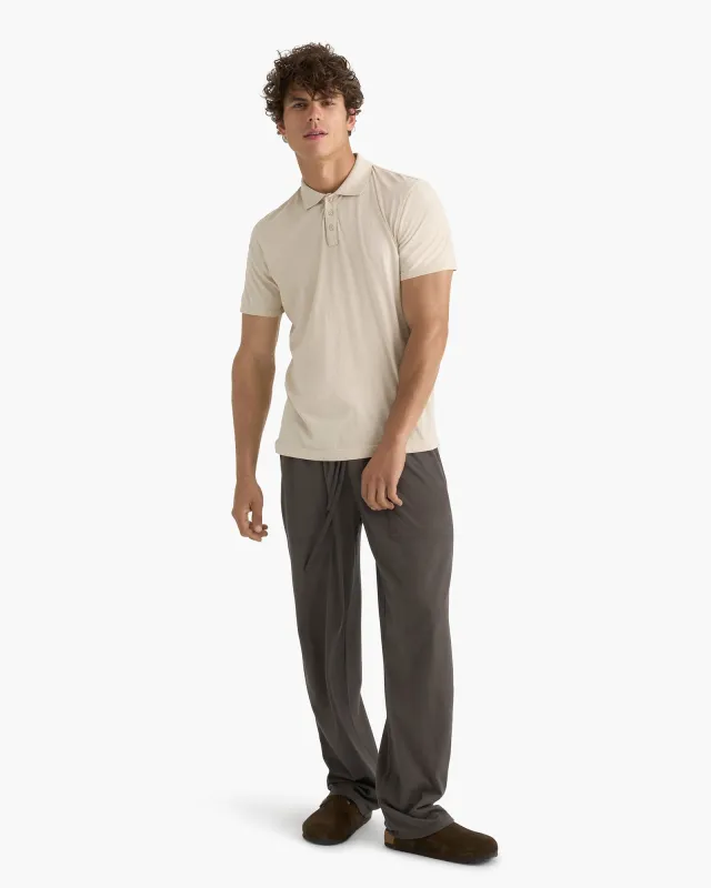 Classic Jersey Sun Bleach Wash Short Sleeve Polo - Bleached Oak sold by ATM Anthony Thomas Melillo
