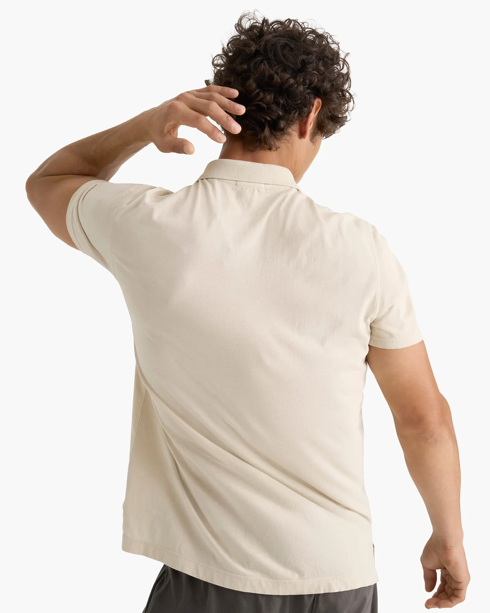 Classic Jersey Sun Bleach Wash Short Sleeve Polo - Bleached Oak sold by ATM product image thumbnail 4