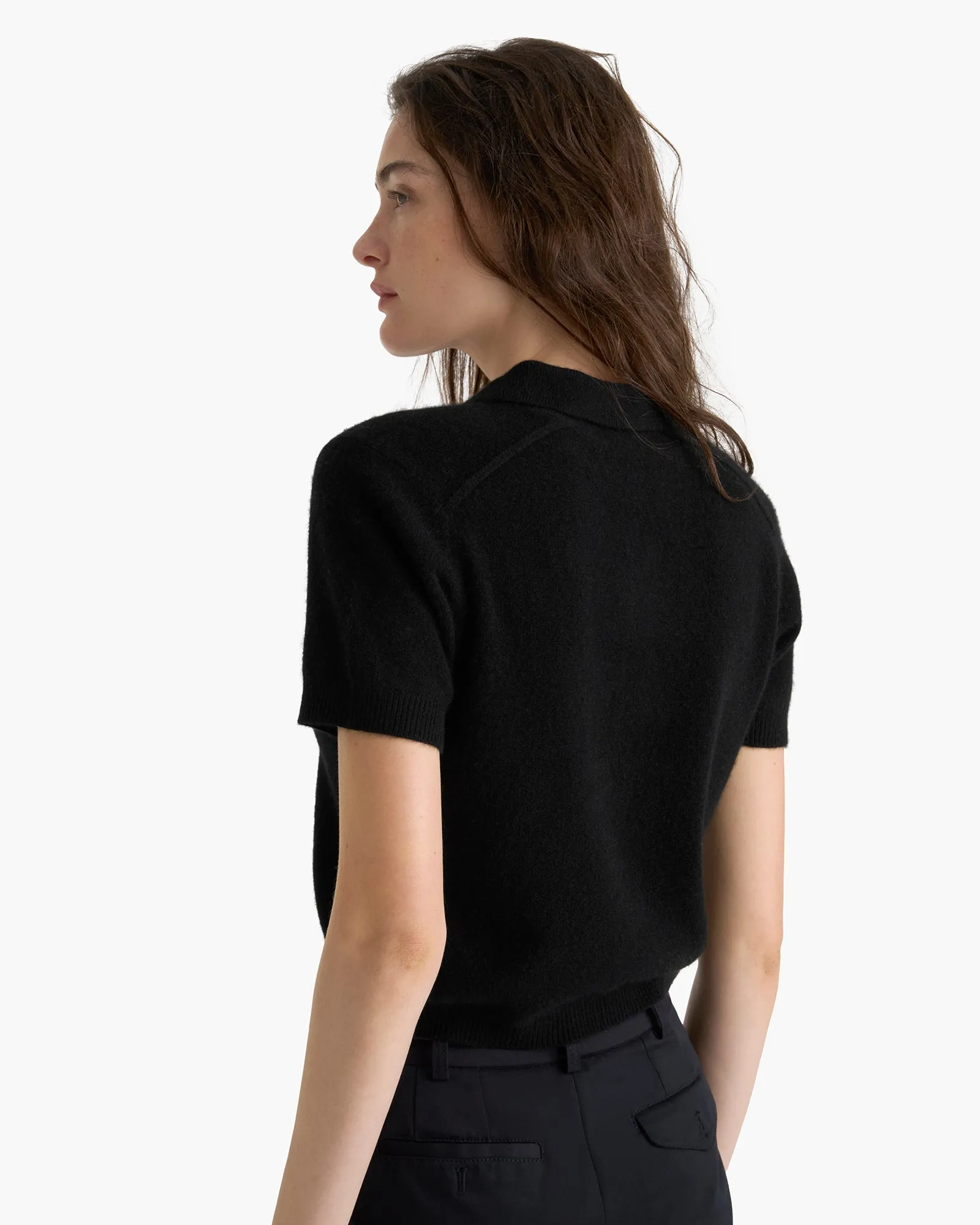 Lightweight Cashmere Exposed Seam Polo - Black sold by ATM product image thumbnail 5