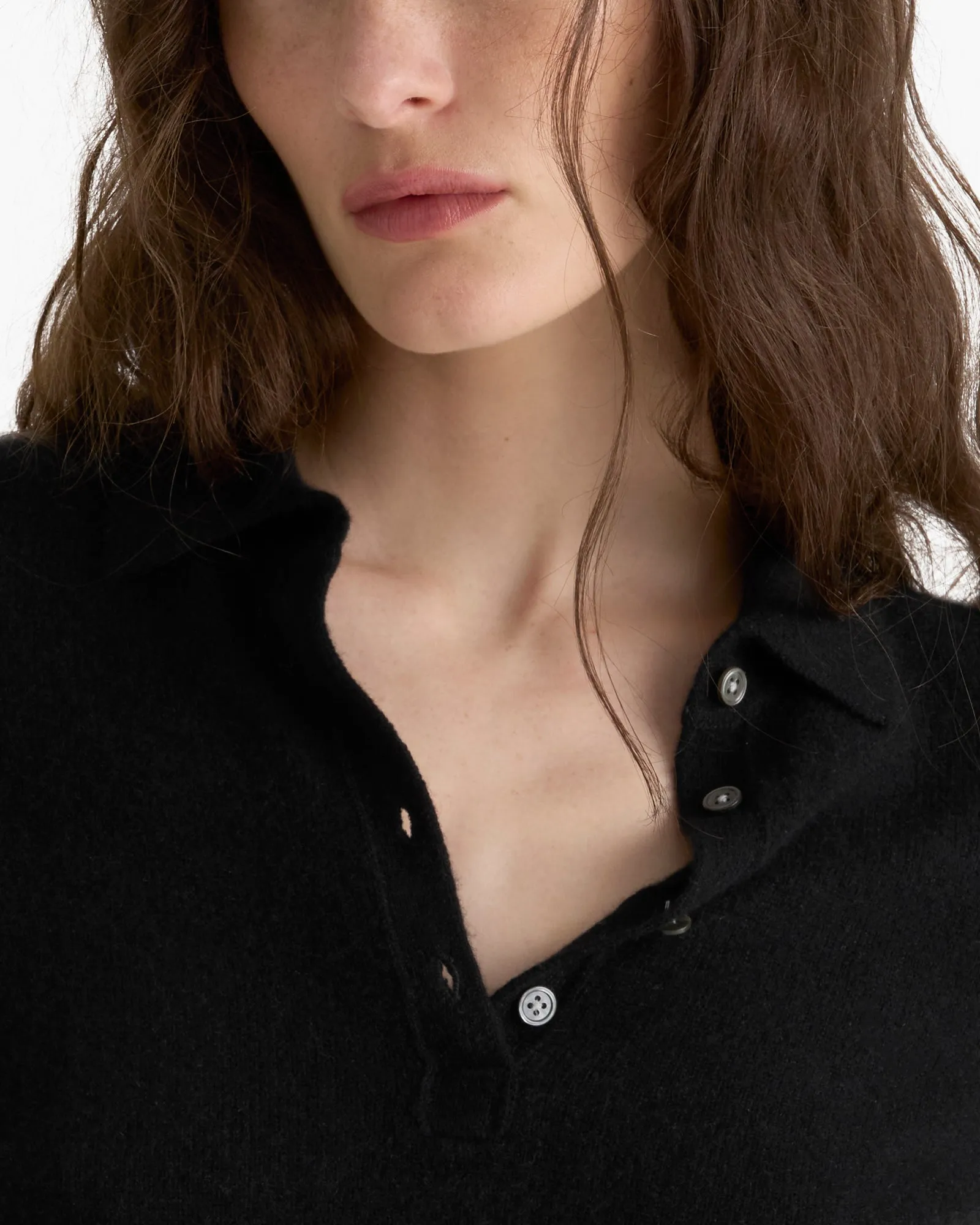 Lightweight Cashmere Exposed Seam Polo - Black sold by ATM product image thumbnail 4