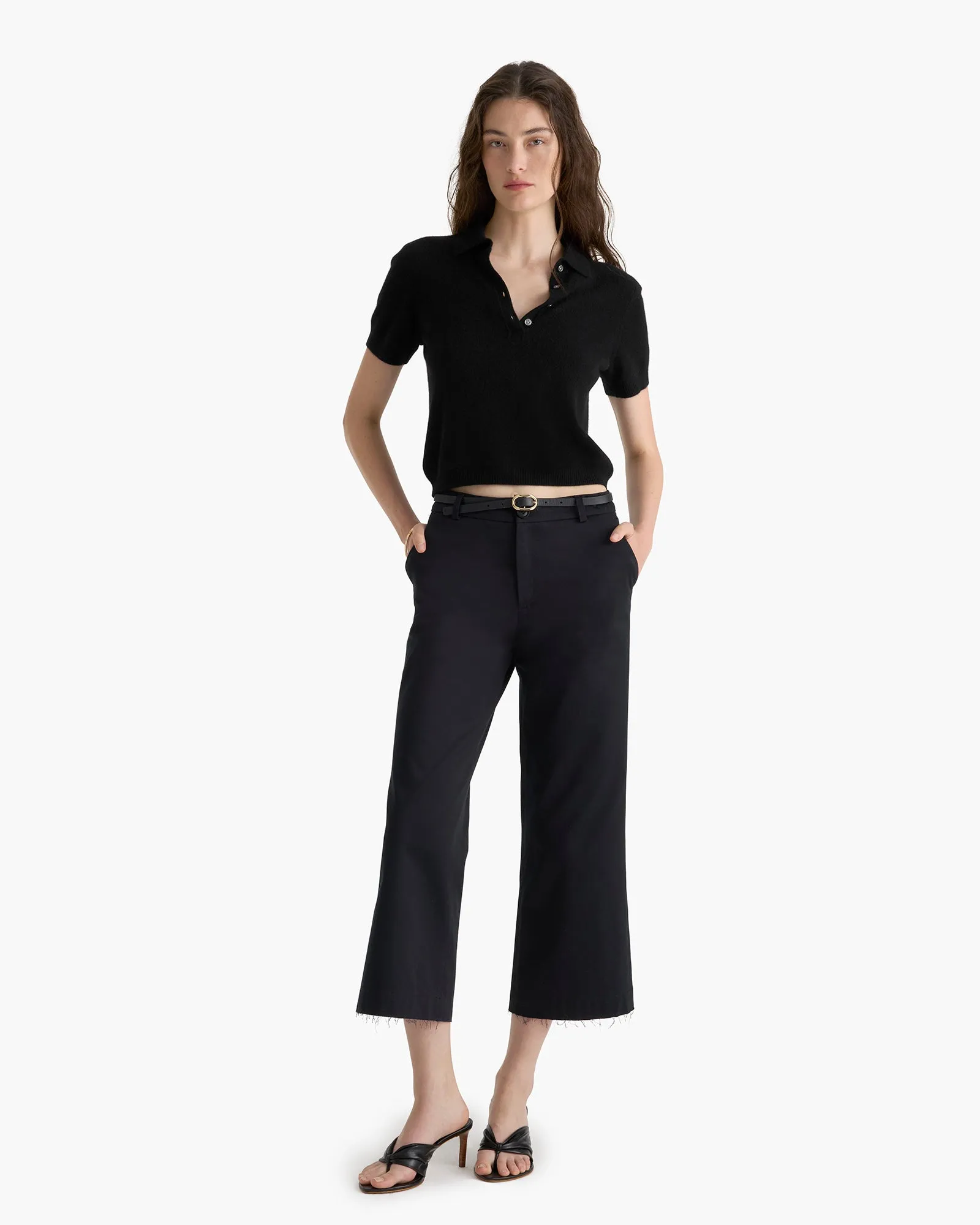 Lightweight Cashmere Exposed Seam Polo - Black sold by ATM product image thumbnail 2