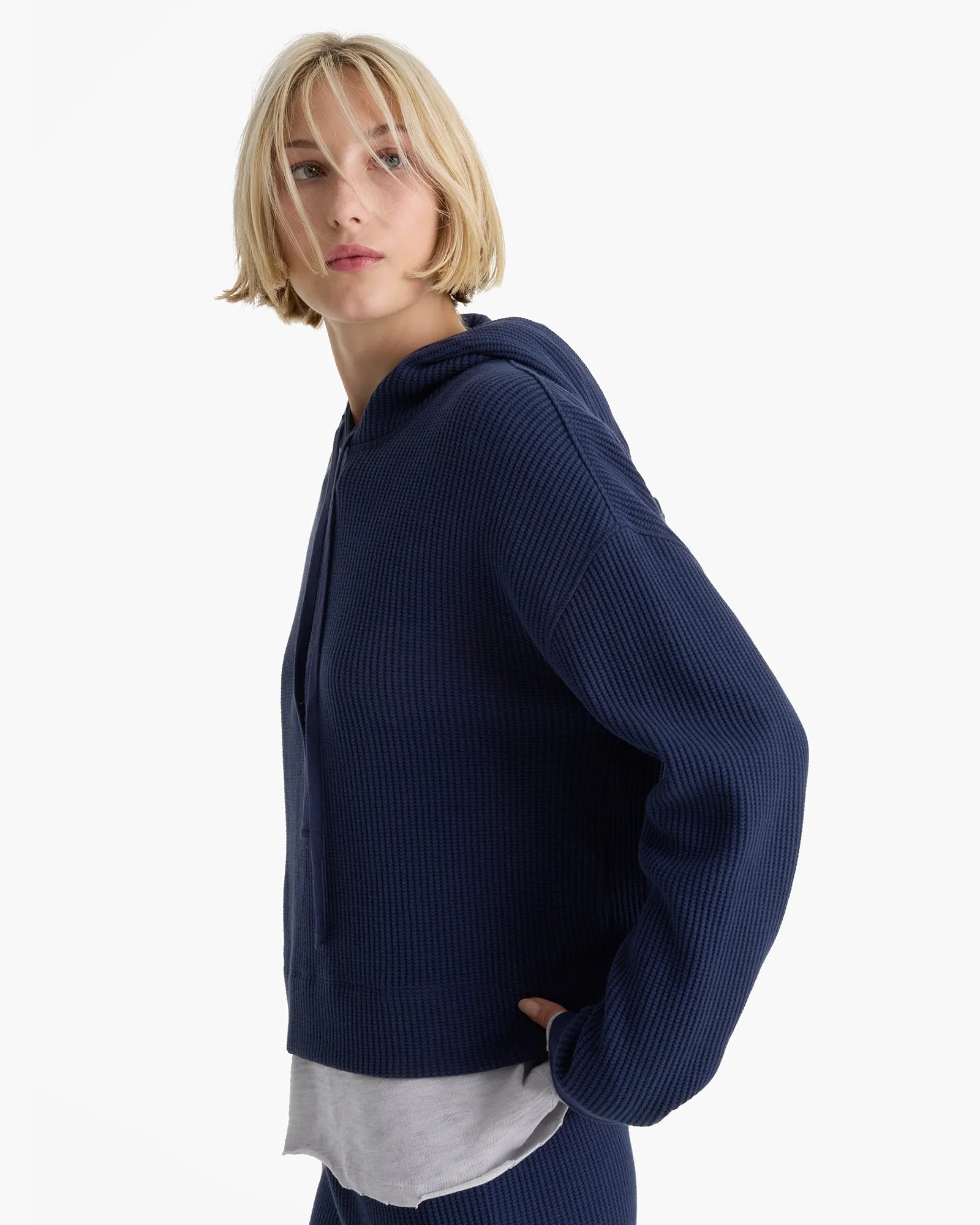 Cotton Waffle Pullover Hoodie - Midnight sold by ATM product image thumbnail 3