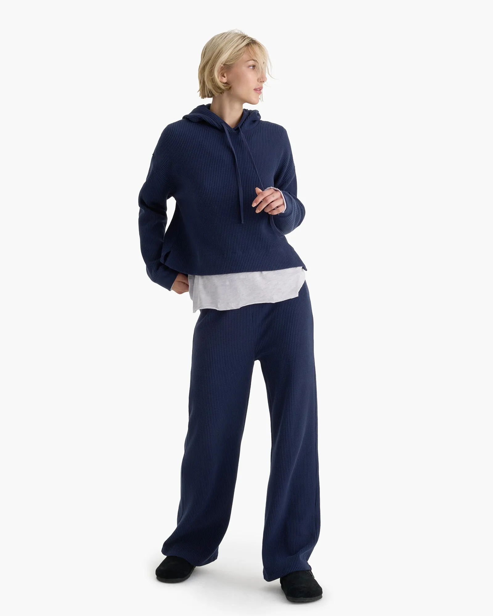 Cotton Waffle Pullover Hoodie - Midnight sold by ATM product image thumbnail 2