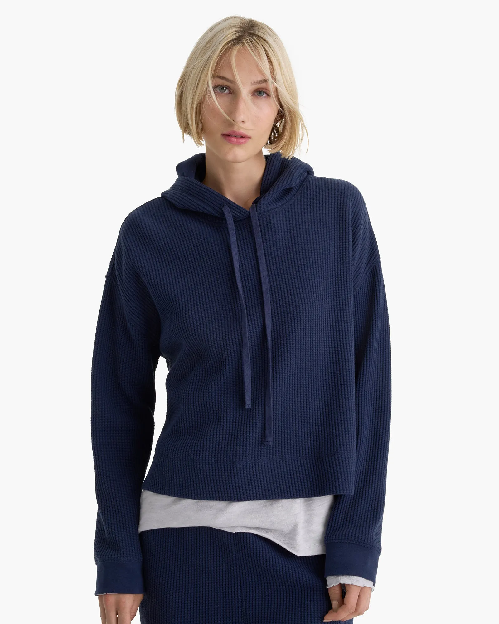 Cotton Waffle Pullover Hoodie - Midnight sold by ATM