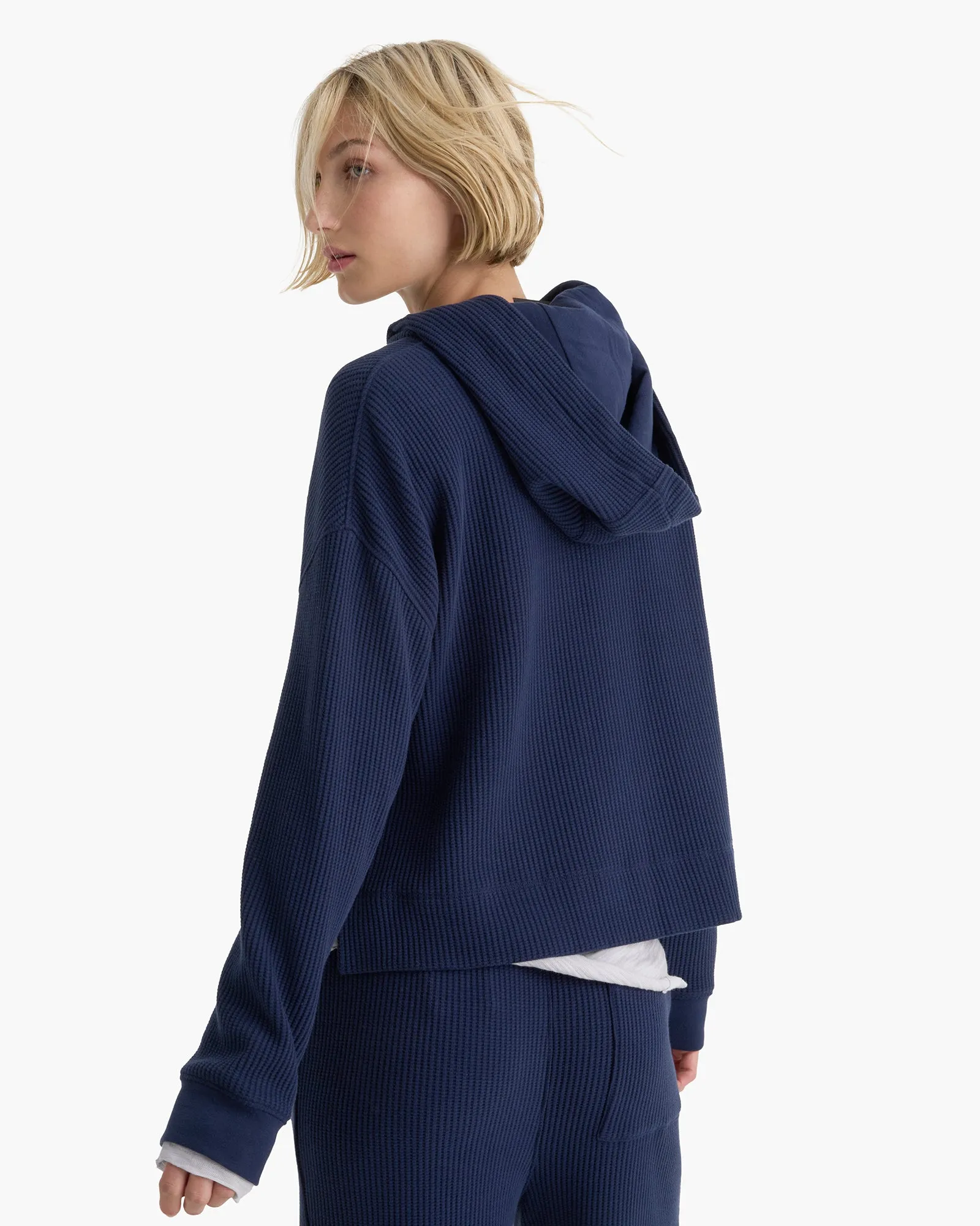 Cotton Waffle Pullover Hoodie - Midnight sold by ATM product image thumbnail 4