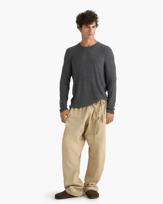 Modal Rib Long Sleeve Crew - Heather Coal sold by ATM