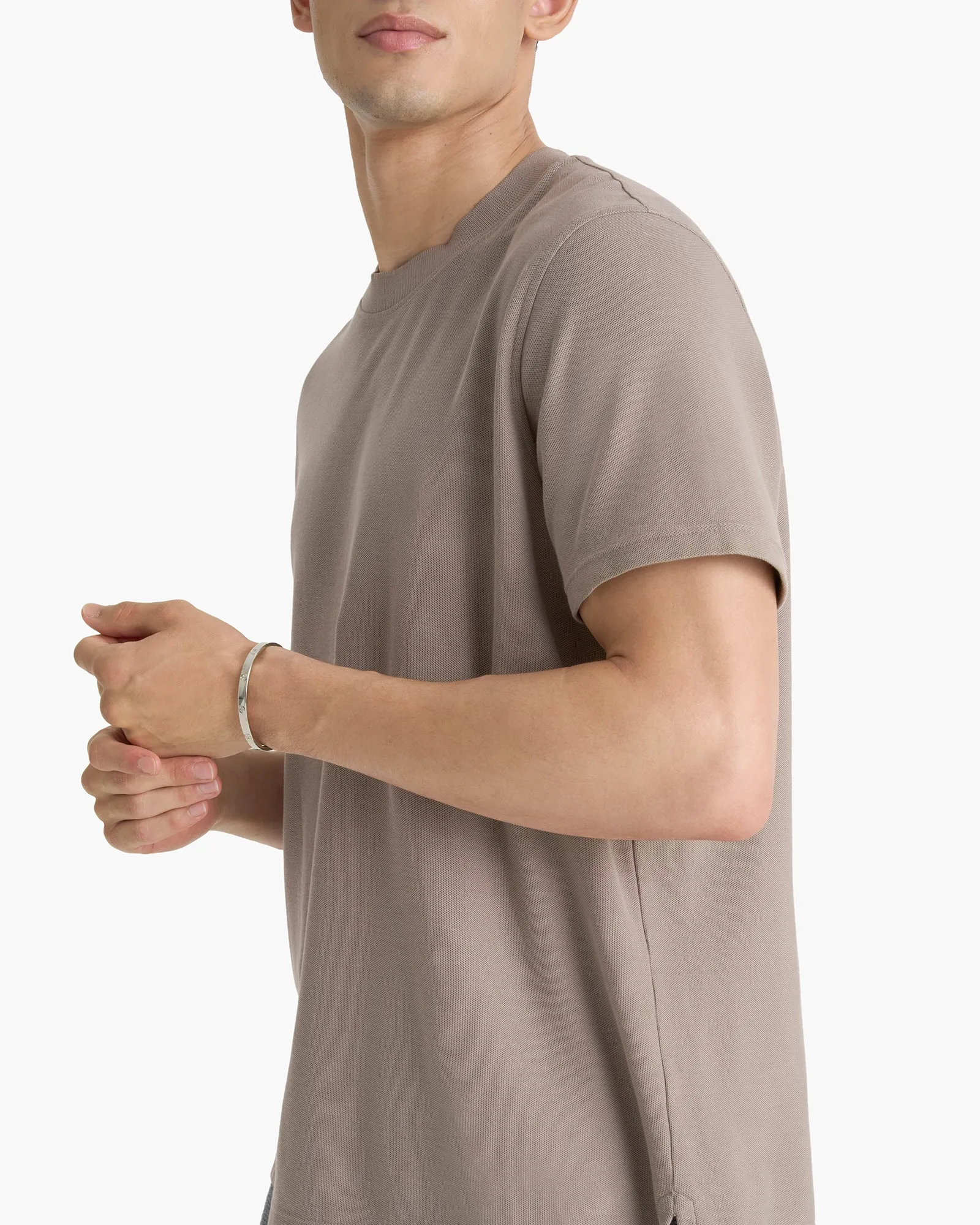 Pima Cotton Pique Crew Neck Tee - Faded Mocha sold by ATM product image thumbnail 3