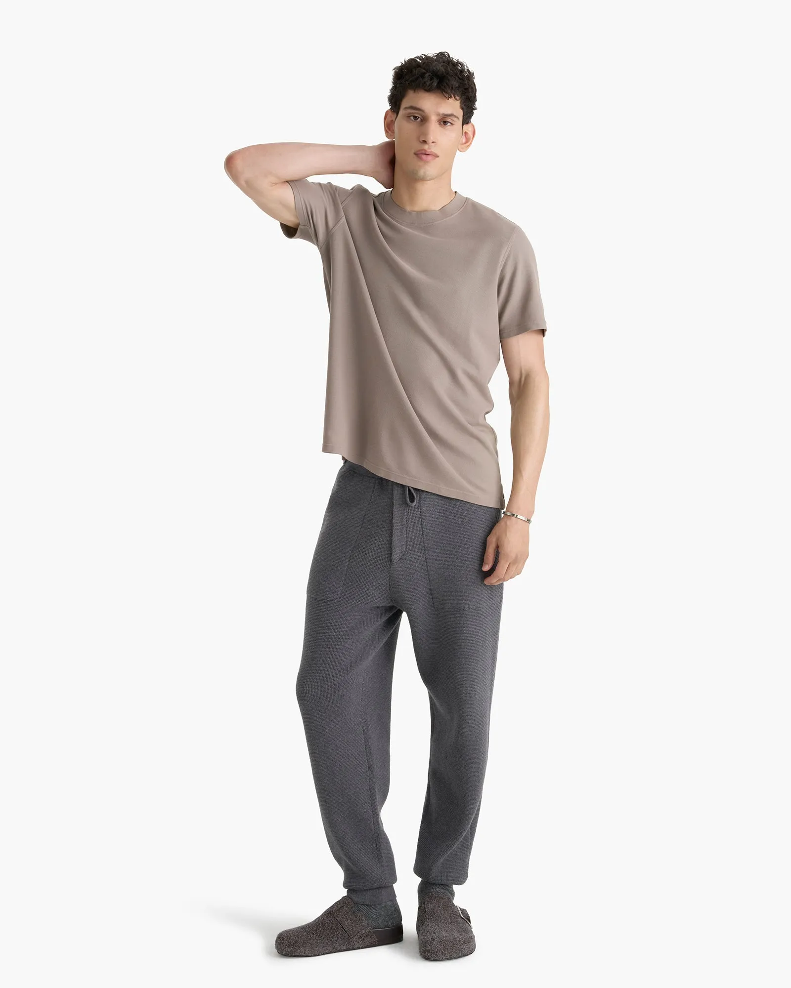 Pima Cotton Pique Crew Neck Tee - Faded Mocha sold by ATM