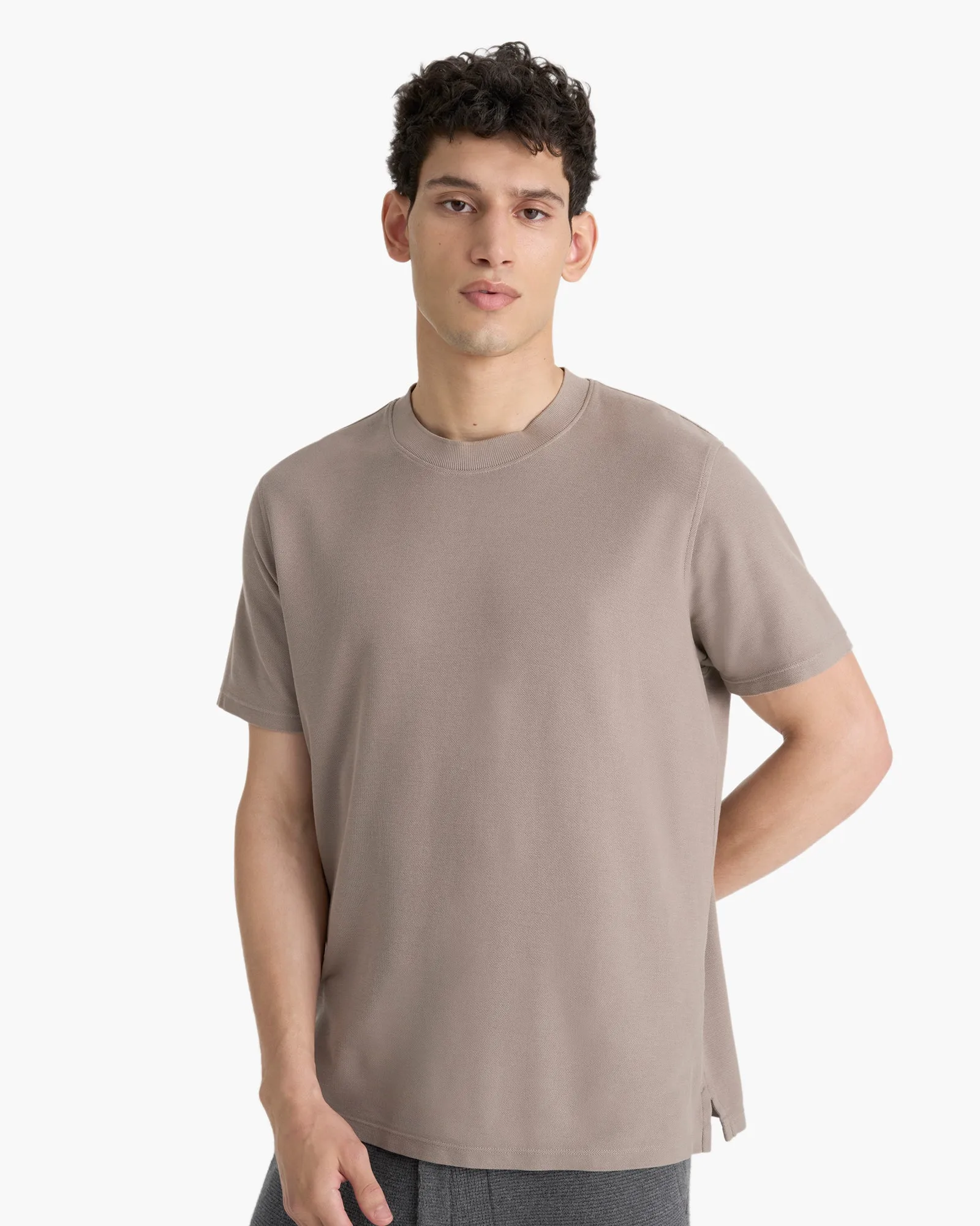 Pima Cotton Pique Crew Neck Tee - Faded Mocha sold by ATM product image thumbnail 2