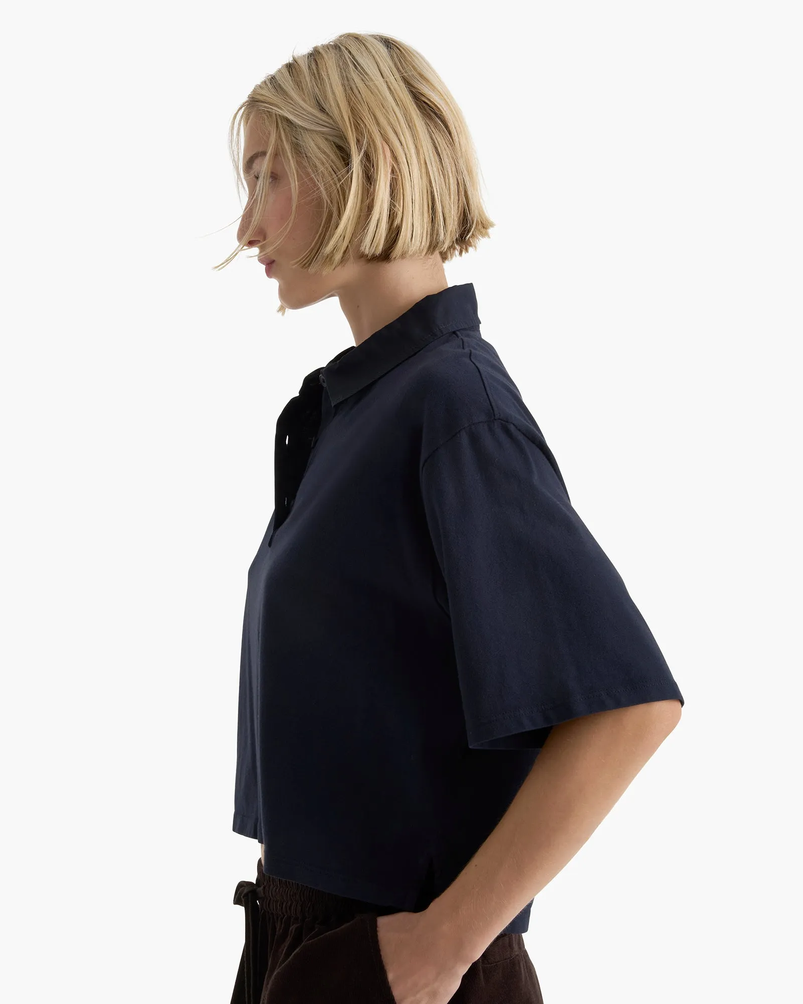 Heavyweight Jersey Mixed Media Short Sleeve Polo - Midnight sold by ATM product image thumbnail 4