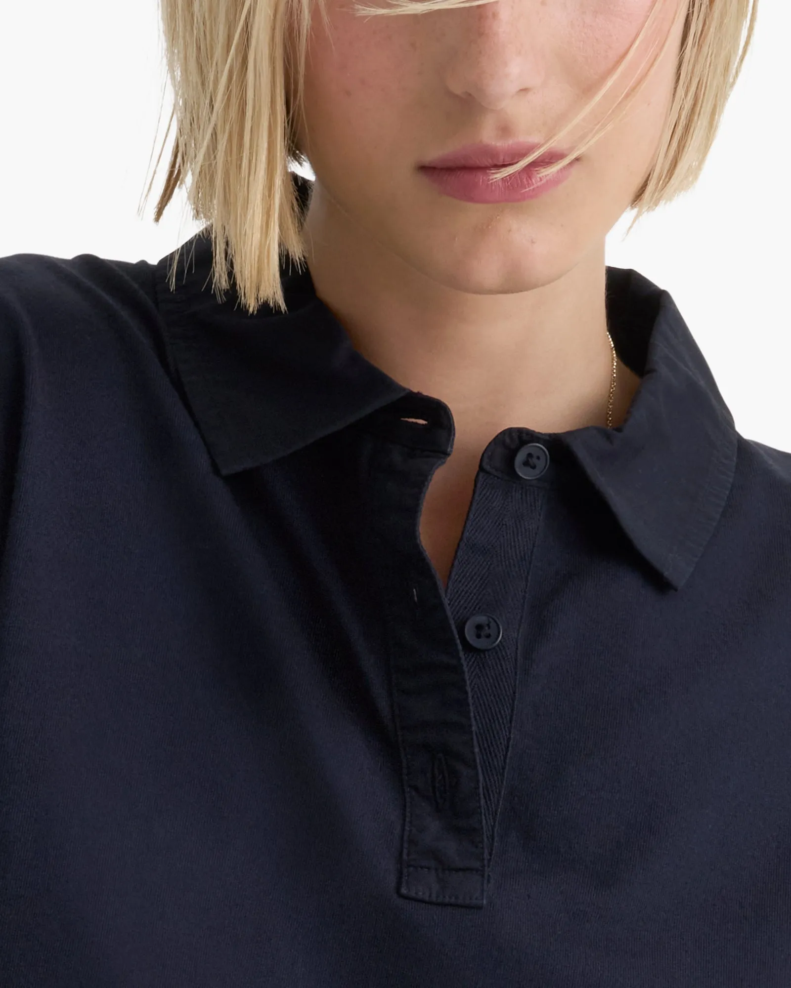 Heavyweight Jersey Mixed Media Short Sleeve Polo - Midnight sold by ATM product image thumbnail 2