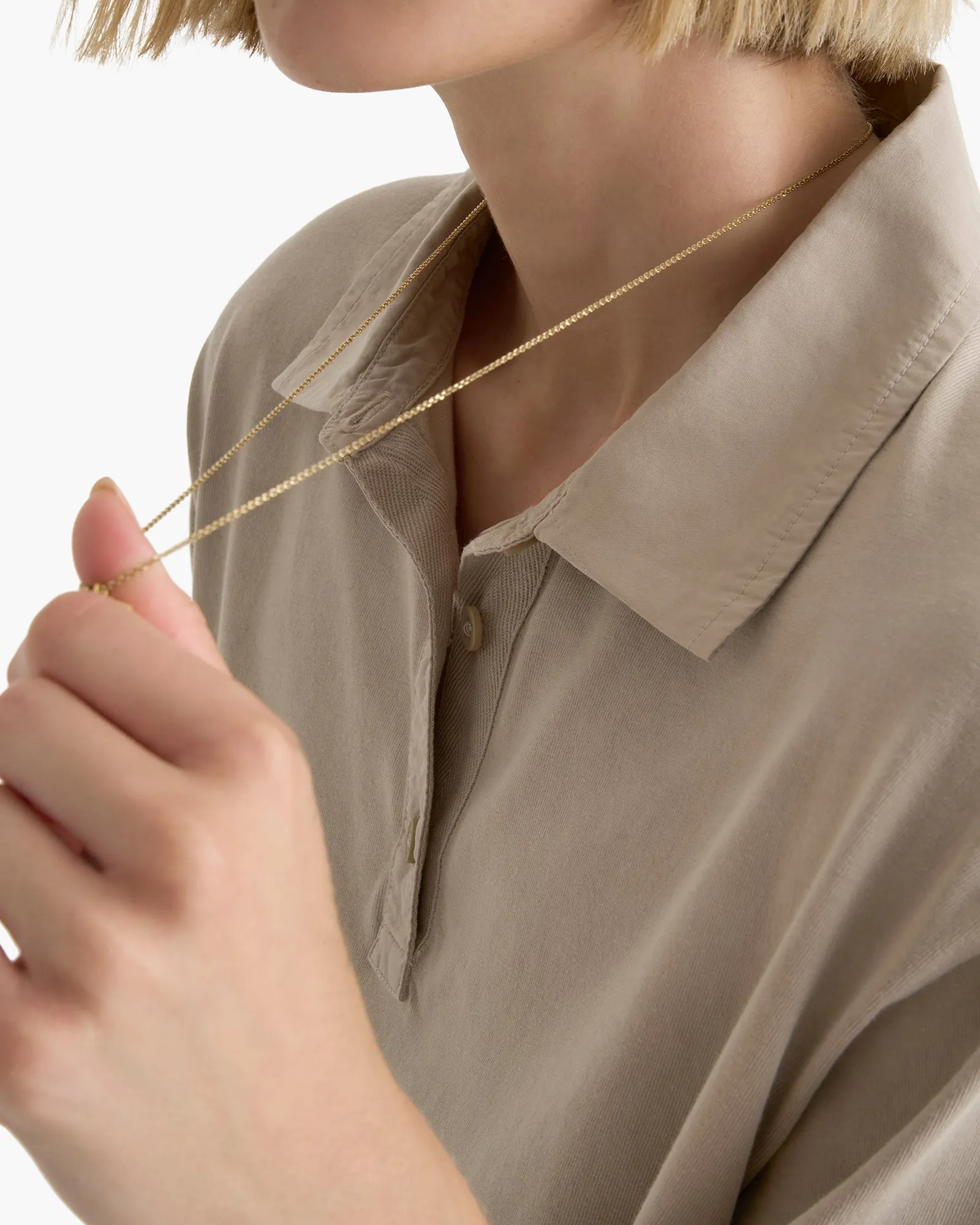 Heavyweight Jersey Mixed Media Short Sleeve Polo - French Oak sold by ATM Anthony Thomas Melillo product image thumbnail 4