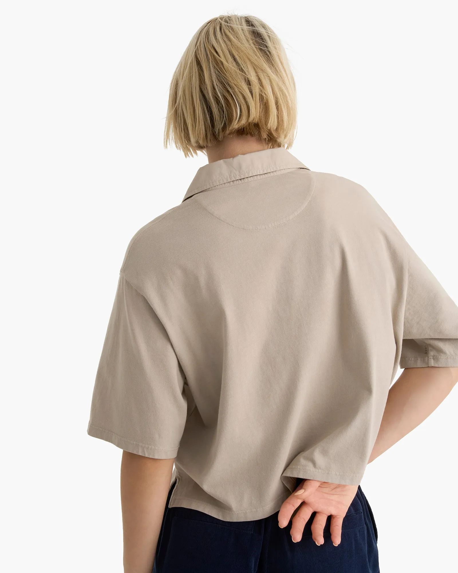 Heavyweight Jersey Mixed Media Short Sleeve Polo - French Oak sold by ATM Anthony Thomas Melillo product image thumbnail 5