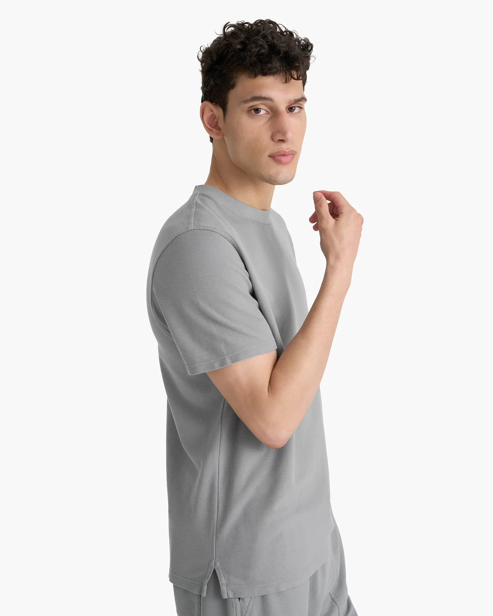 Pima Cotton Pique Crew Neck Tee - Pewter sold by ATM product image thumbnail 3