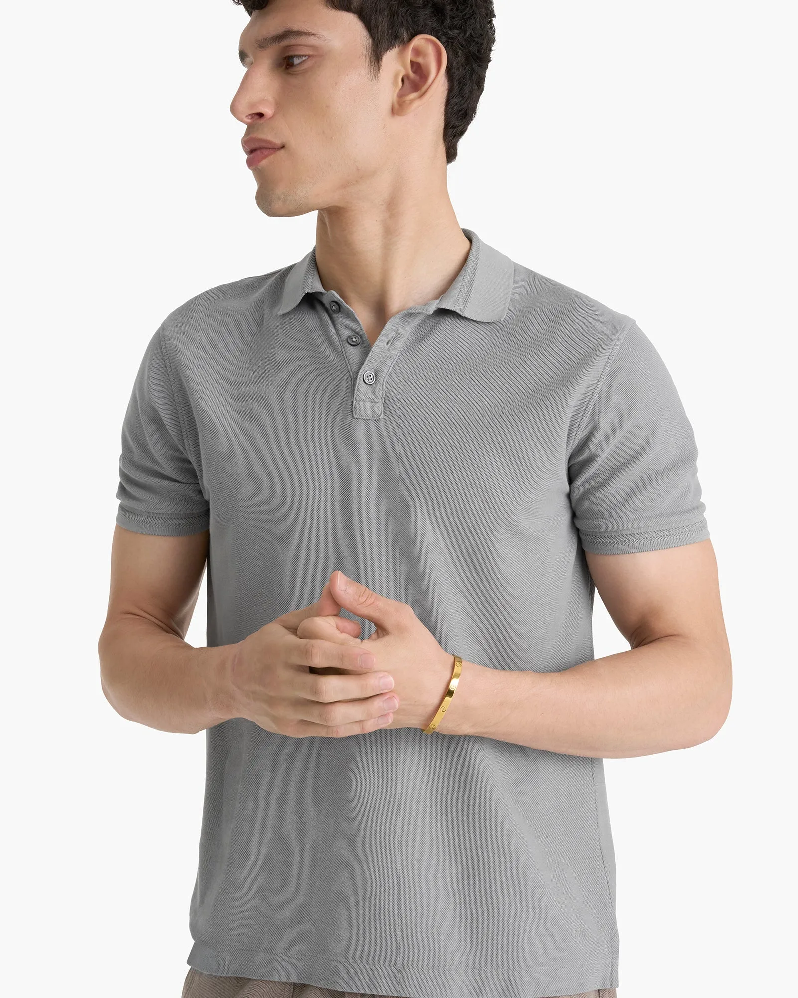 Pima Cotton Pique Polo - Pewter sold by ATM