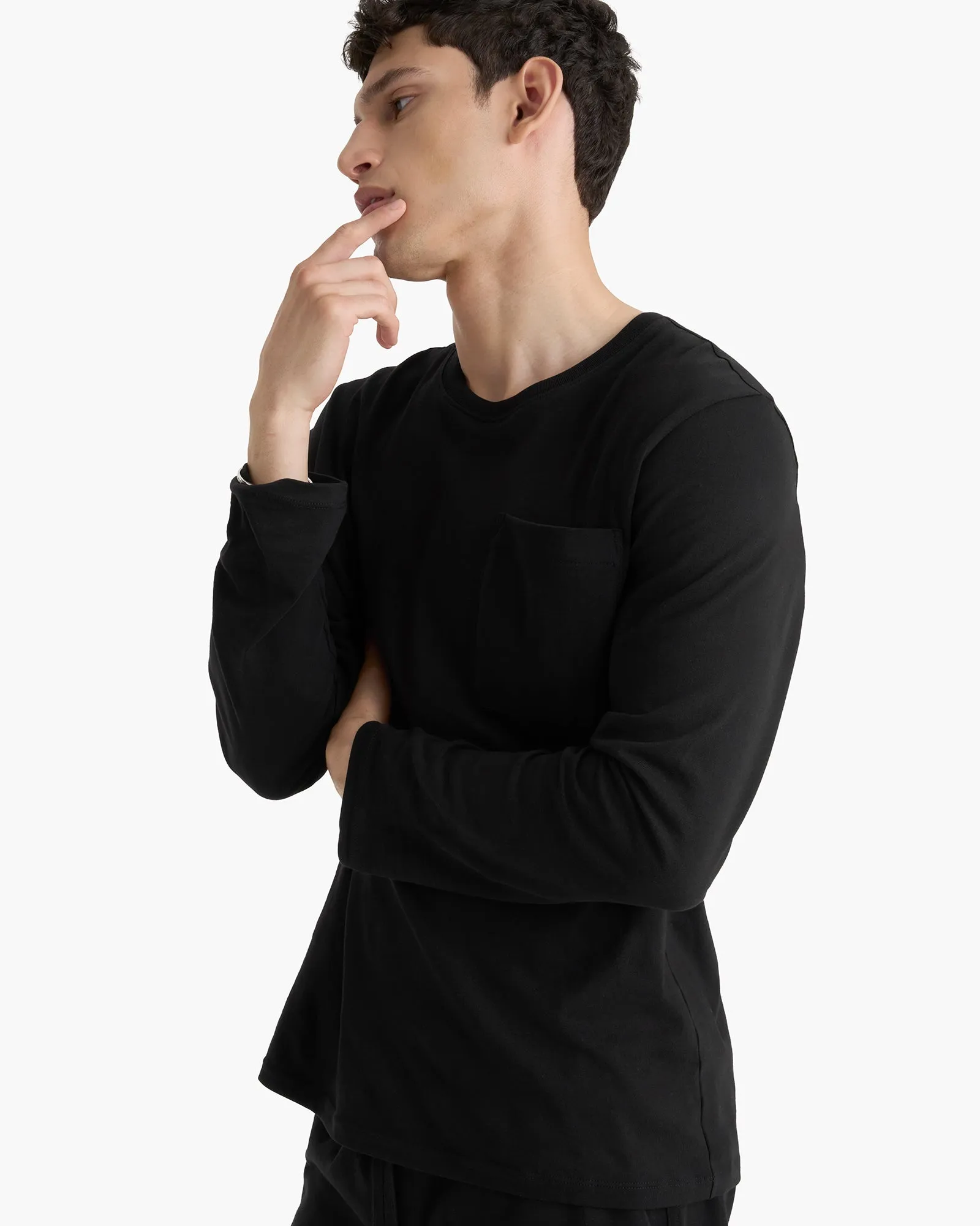 Heavyweight Jersey Long Sleeve Crew - Black sold by ATM
