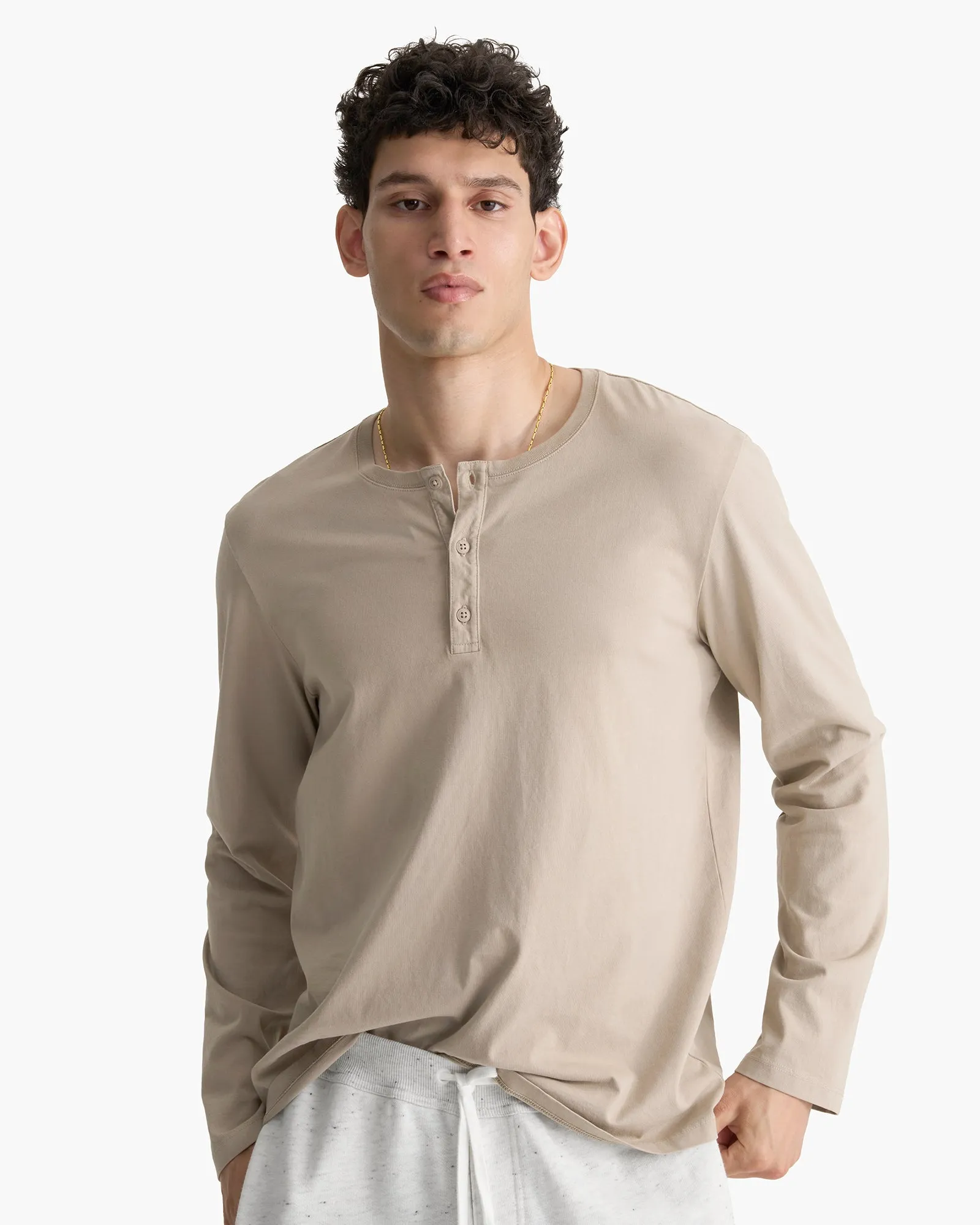 Heavyweight Jersey Long Sleeve Henley - French Oak sold by ATM