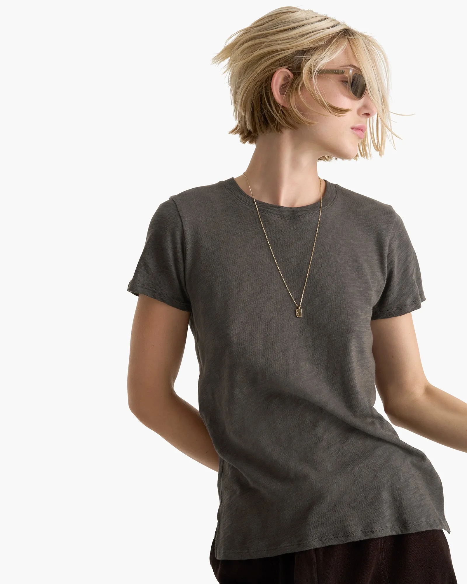 Slub Jersey Schoolboy Crew Neck Tee - Coal sold by ATM product image thumbnail 2