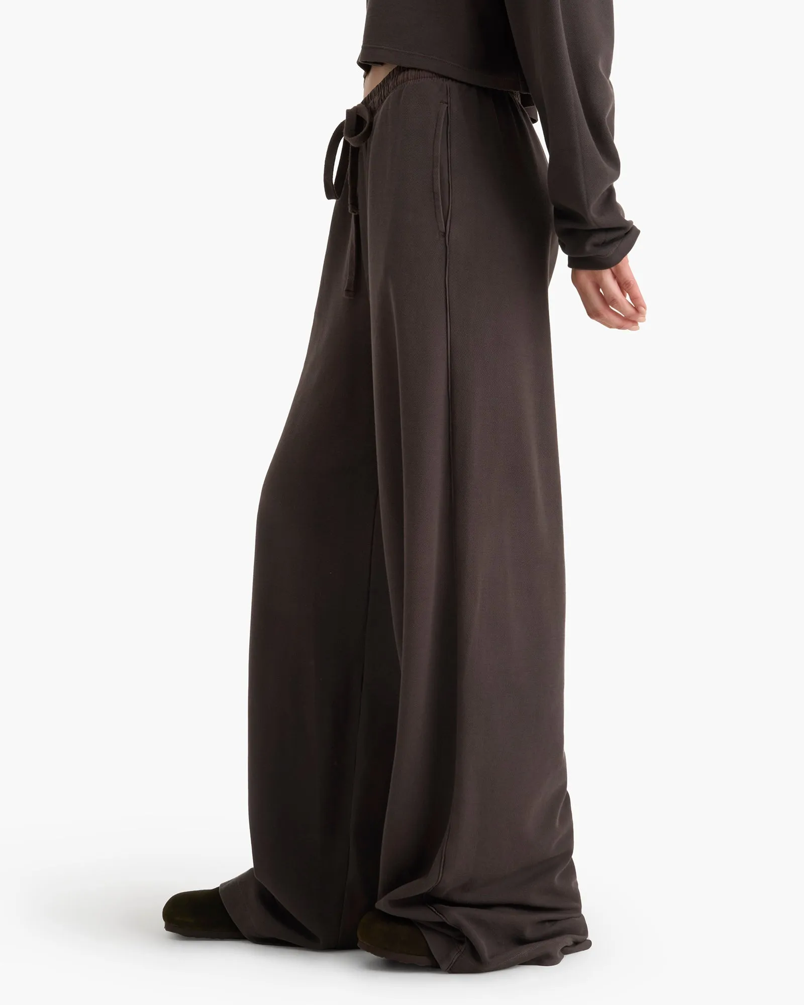 Mixed Media Pima Cotton Pique Lounge Pant - Dark Chocolate sold by ATM product image thumbnail 3