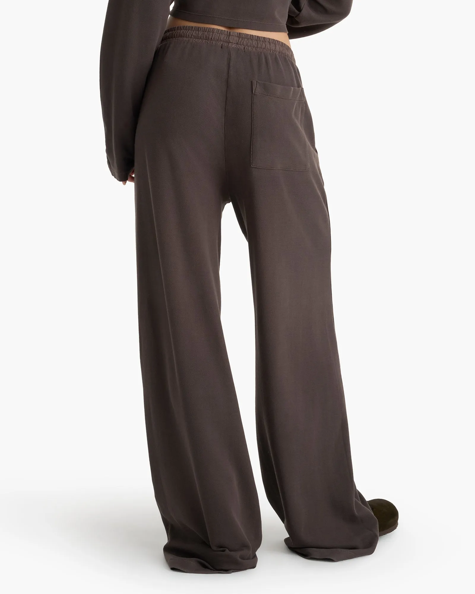 Mixed Media Pima Cotton Pique Lounge Pant - Dark Chocolate sold by ATM product image thumbnail 4