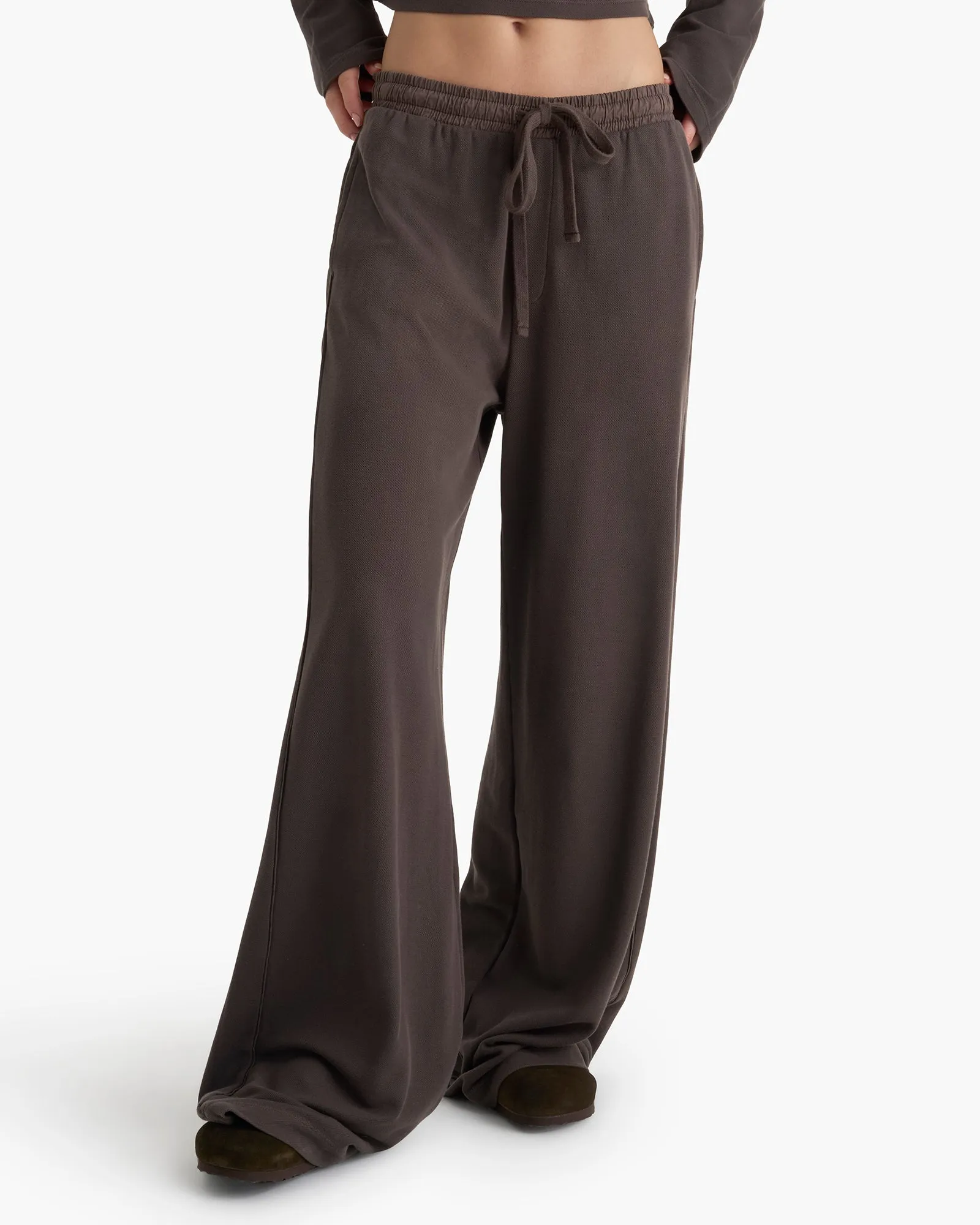 Mixed Media Pima Cotton Pique Lounge Pant - Dark Chocolate sold by ATM product image thumbnail 2
