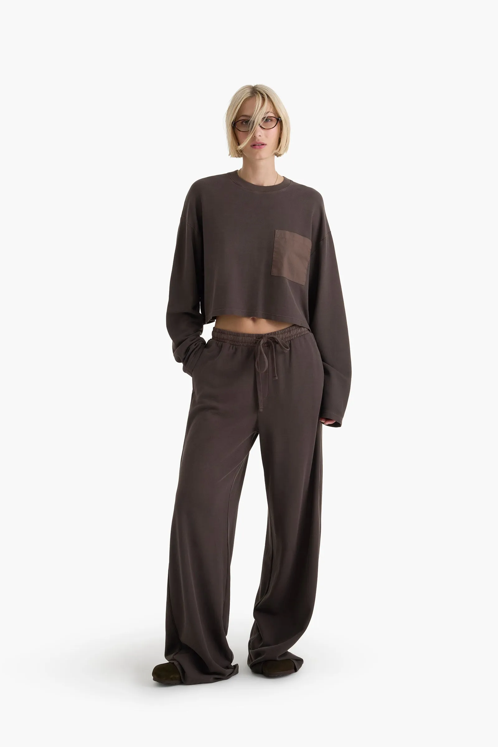 Mixed Media Pima Cotton Pique Pocket Tee - Dark Chocolate sold by ATM product image thumbnail 5