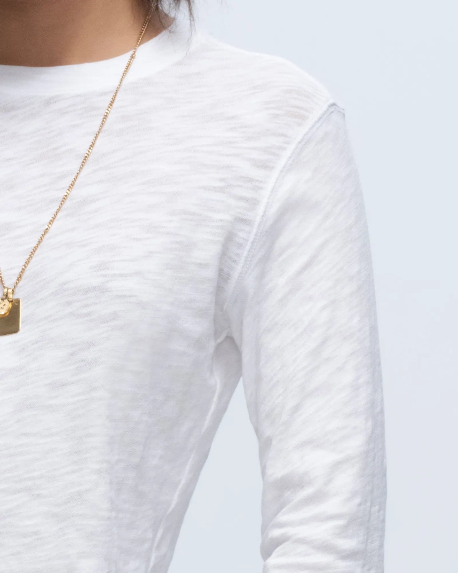 Slub Jersey Long Sleeve Destroyed Wash Crop Tee - White sold by ATM product image thumbnail 5