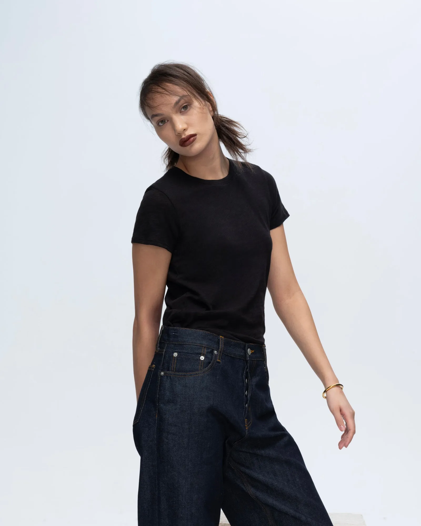 Slub Jersey Schoolboy Crew Neck Tee - Black sold by ATM product image thumbnail 4