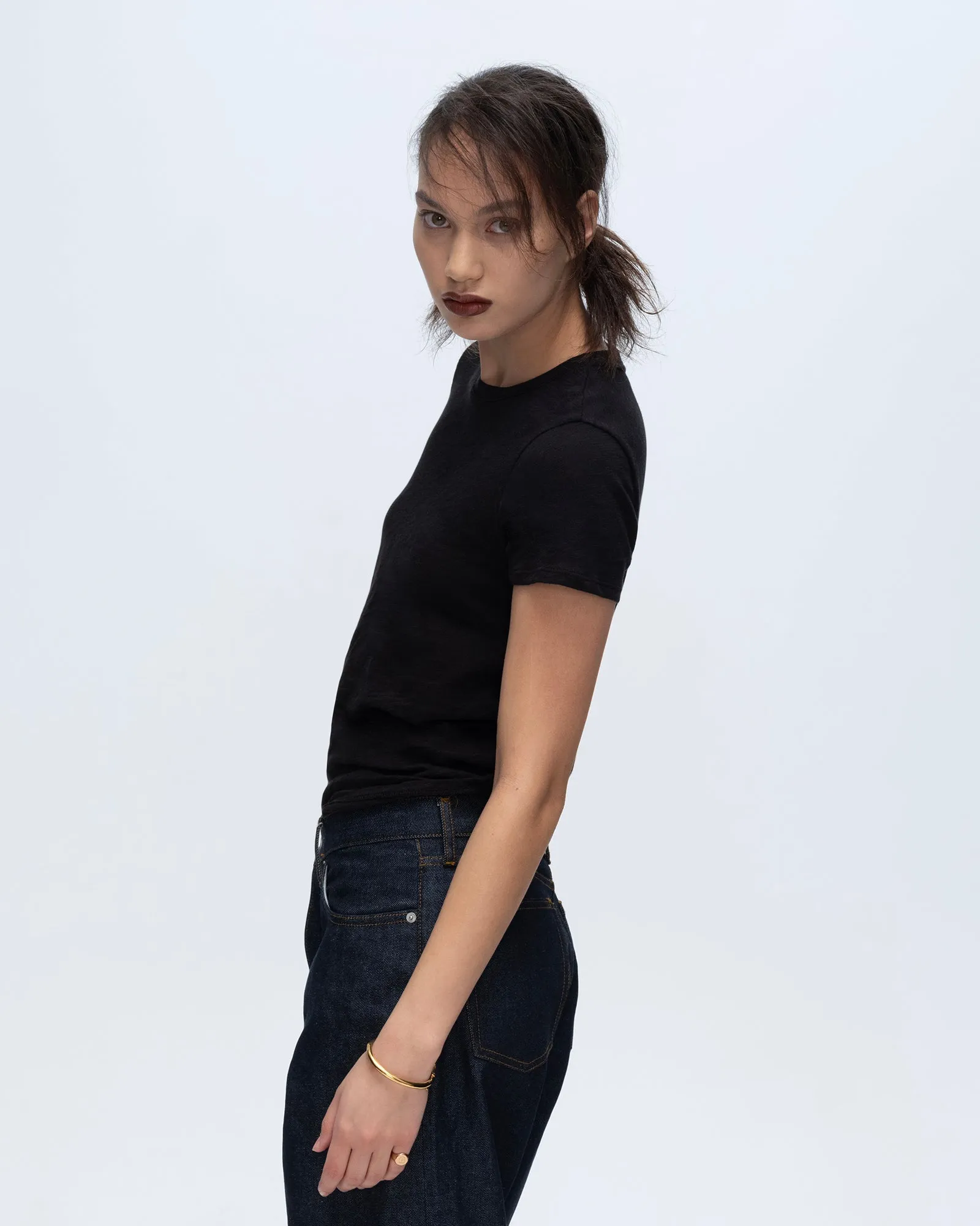 Slub Jersey Schoolboy Crew Neck Tee - Black sold by ATM product image thumbnail 2