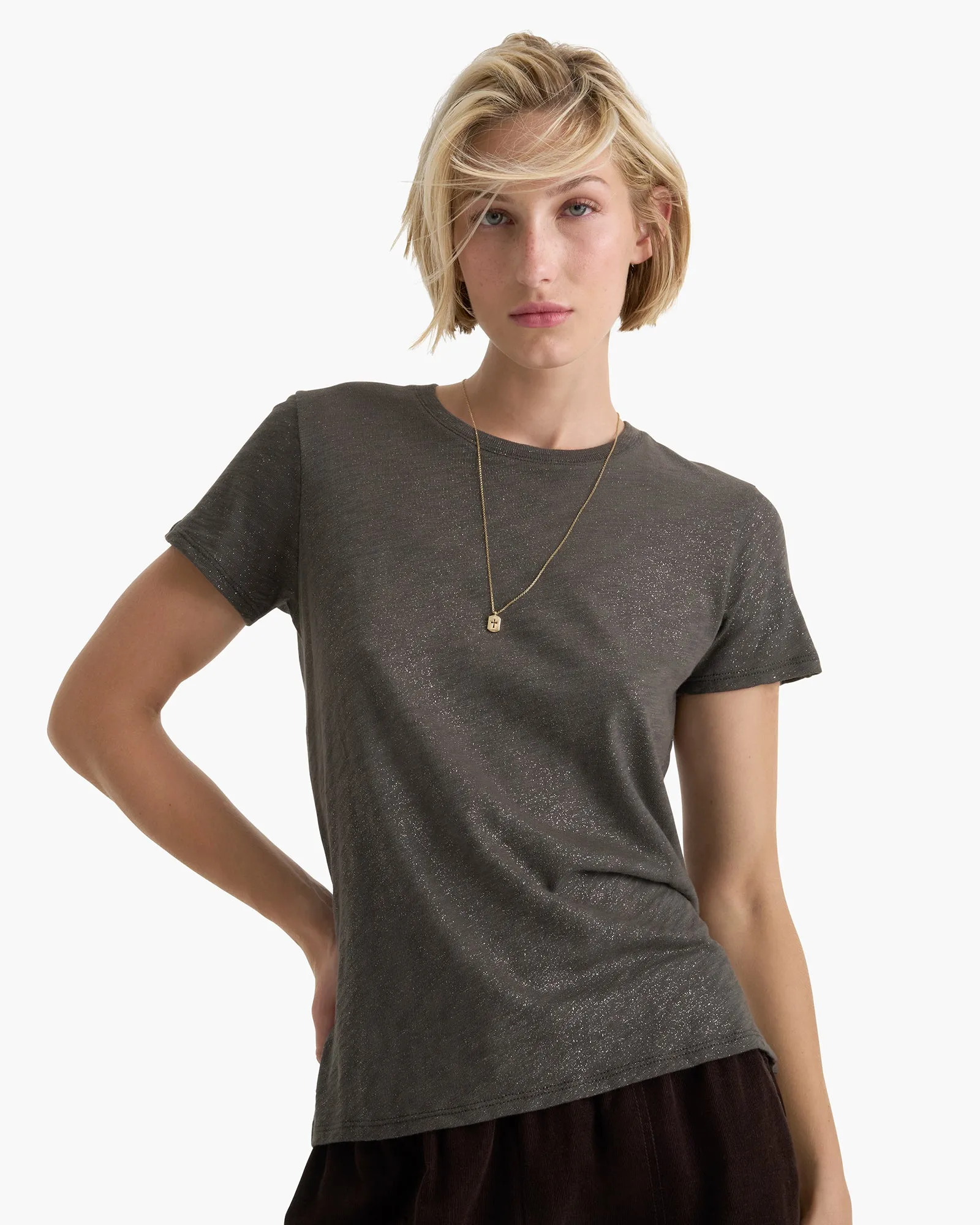 Slub Jersey Schoolboy Crew Neck Tee - Coal - Silver sold by ATM Anthony Thomas Melillo product image thumbnail 2