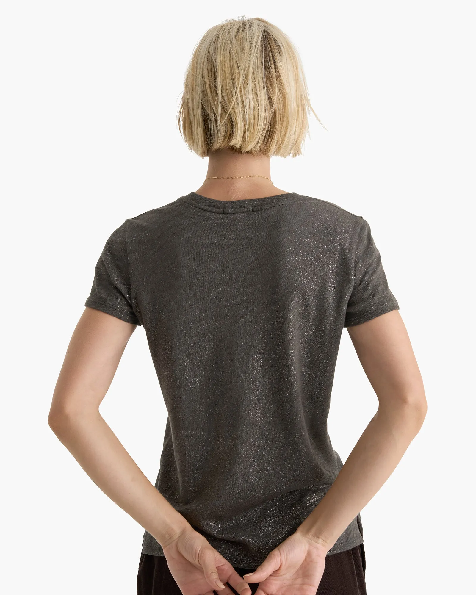 Slub Jersey Schoolboy Crew Neck Tee - Coal - Silver sold by ATM Anthony Thomas Melillo product image thumbnail 4