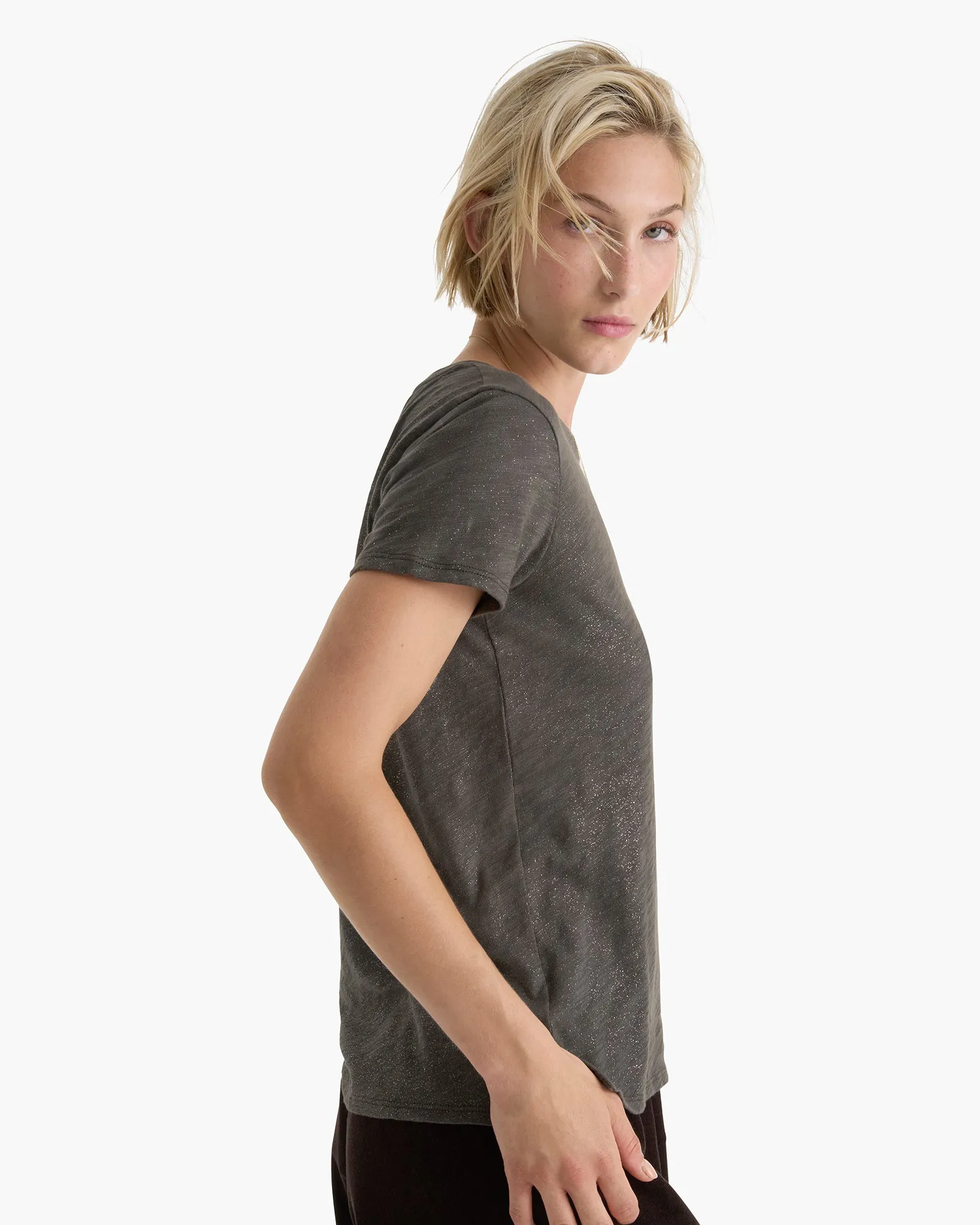 Slub Jersey Schoolboy Crew Neck Tee - Coal - Silver sold by ATM Anthony Thomas Melillo product image thumbnail 3