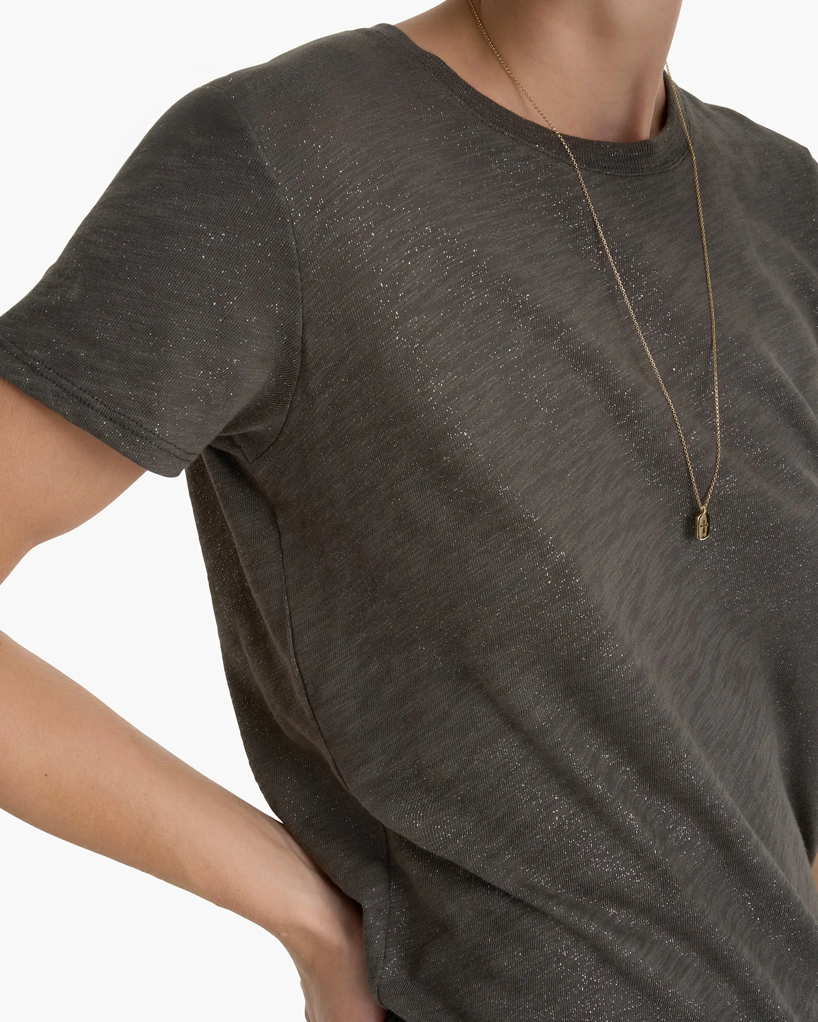 Slub Jersey Schoolboy Crew Neck Tee - Coal - Silver sold by ATM Anthony Thomas Melillo product image thumbnail 5