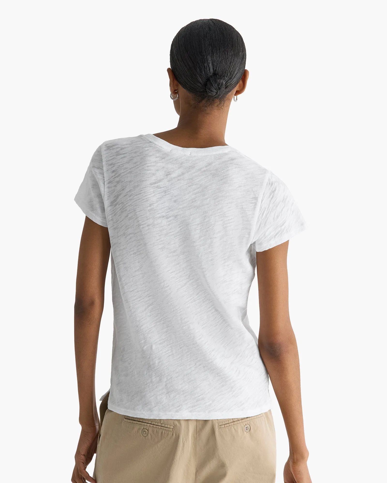 Slub Jersey Schoolboy V-Neck Tee - White sold by ATM product image thumbnail 5