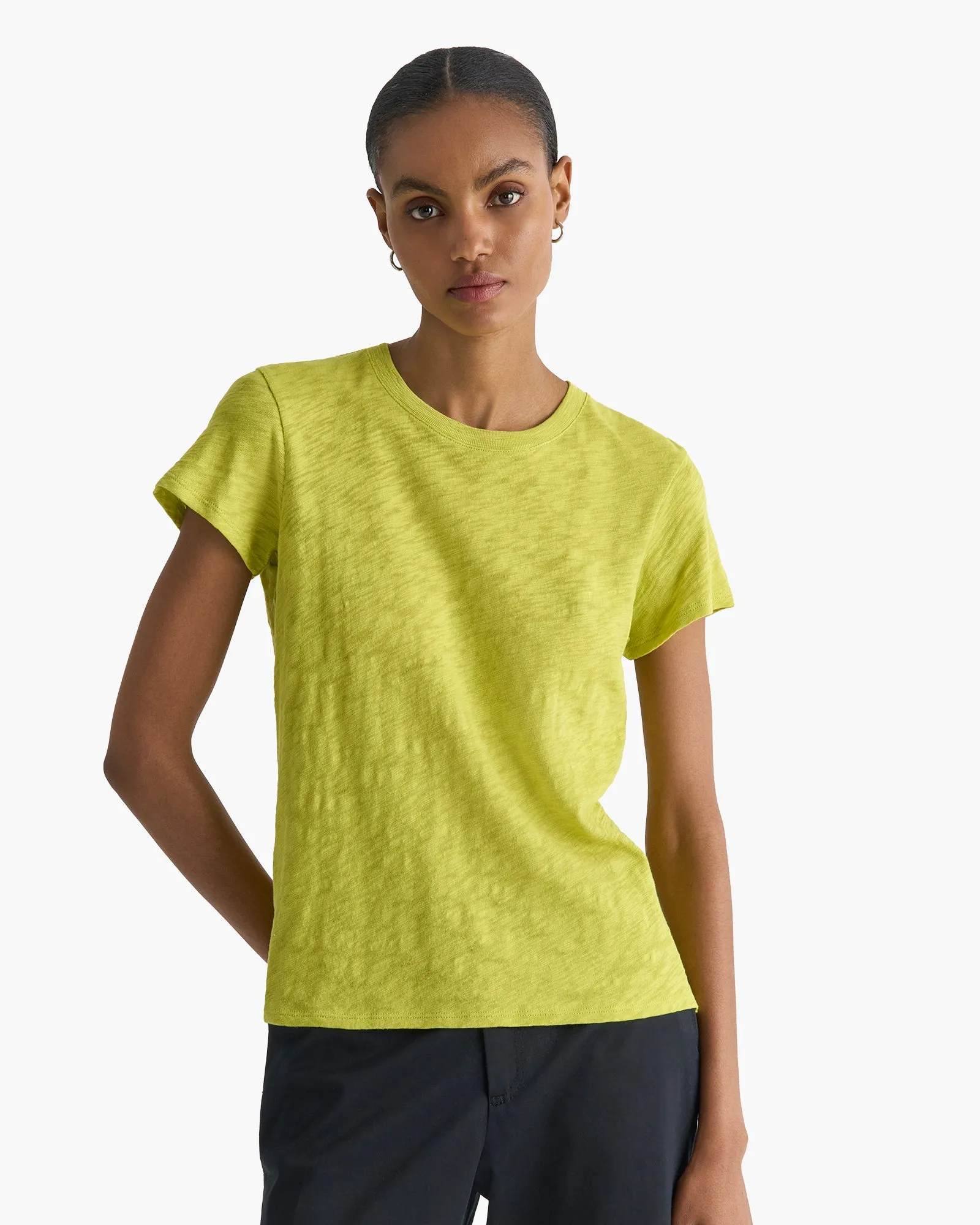 Slub Jersey Schoolboy Crew Neck Tee - Citrus Leaf sold by ATM