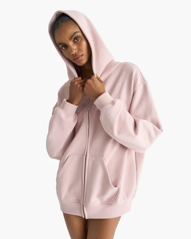 Heavy French Terry Zip-Up Hoodie - Faded Rose sold by ATM Anthony Thomas Melillo