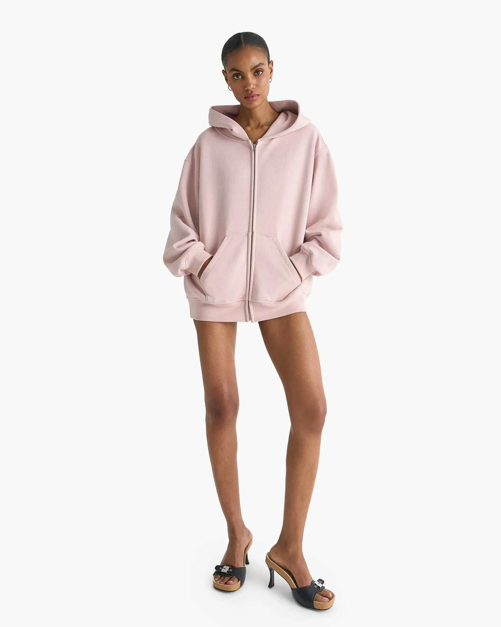 Heavy French Terry Zip-Up Hoodie - Faded Rose sold by ATM product image thumbnail 2