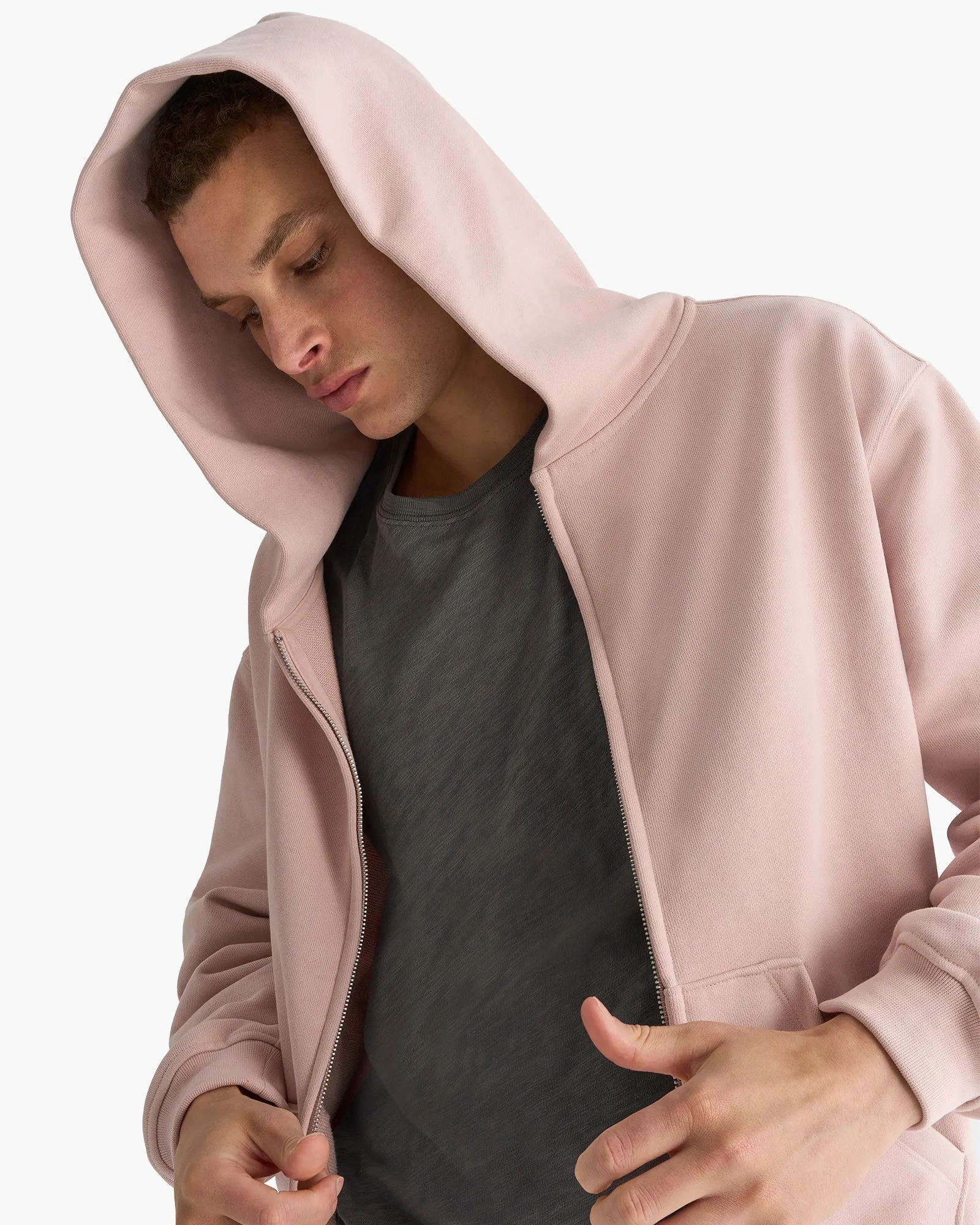 Heavy French Terry Zip-Up Hoodie - Faded Rose sold by ATM product image thumbnail 4