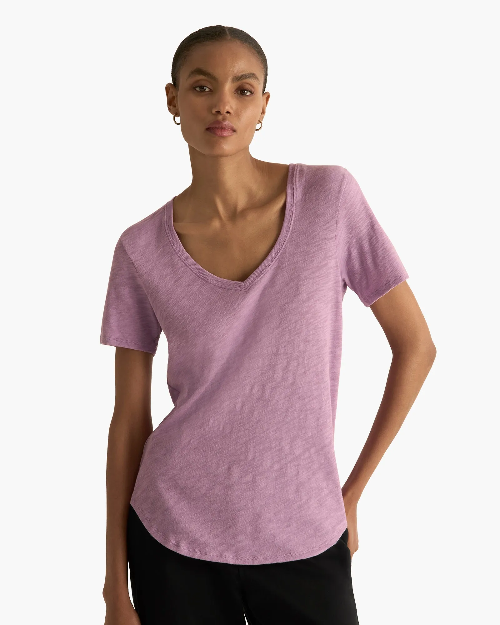Slub Jersey Classic V-Neck Tee - Thistle sold by ATM product image thumbnail 2